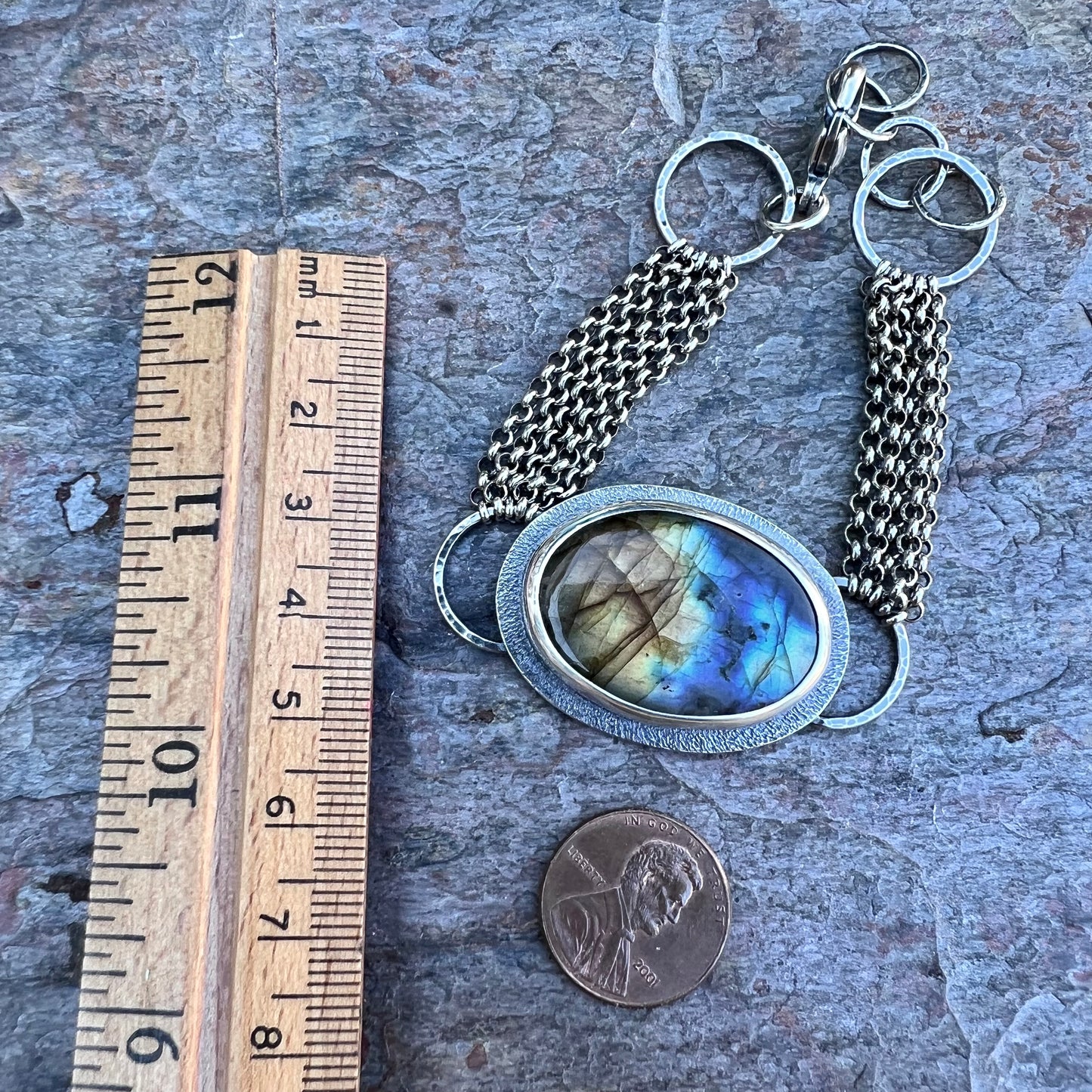 Labradorite Sterling Silver Bracelet - Handmade One-of-a-kind Bracelet