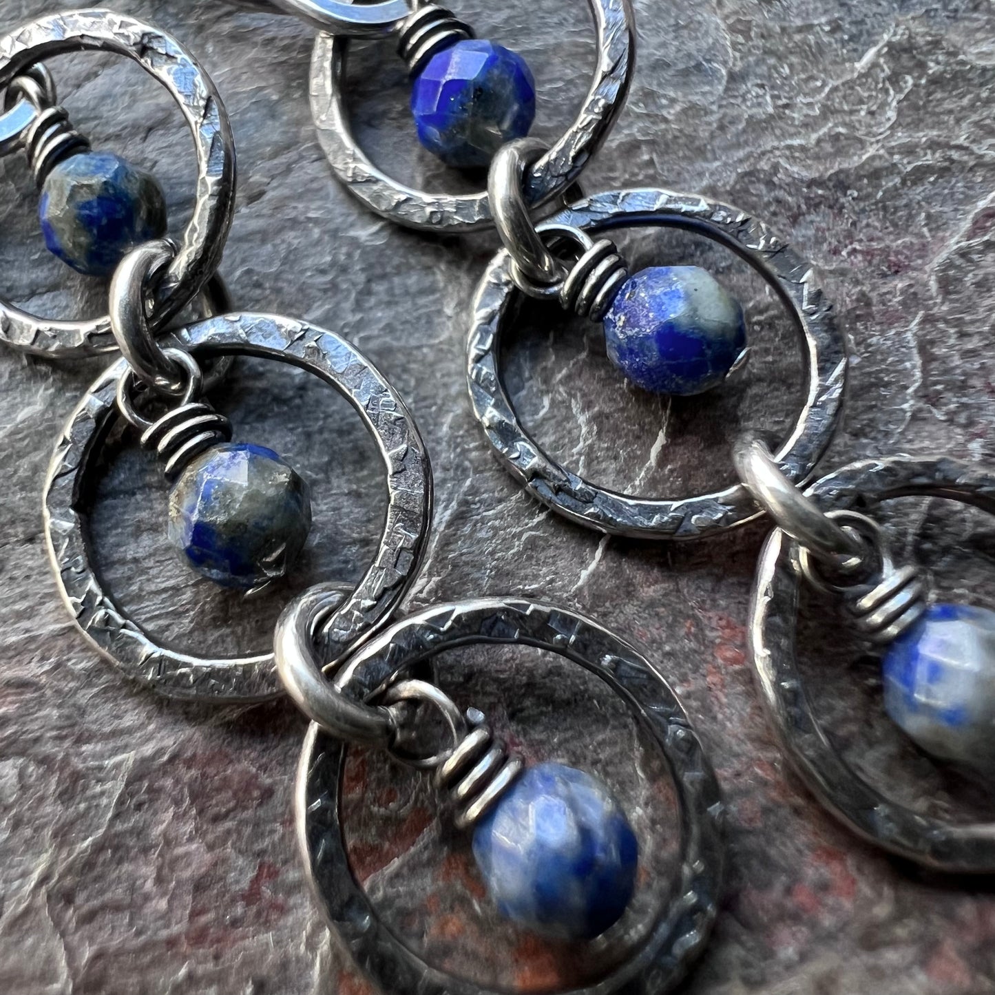Sterling Silver Lapis Earrings Beaded