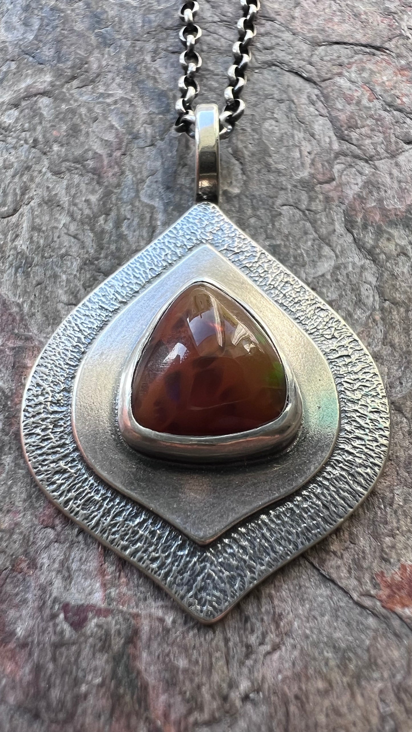 Mexican Opal Sterling Silver Necklace - Handmade One-of-a-kind Pendant on Sterling Silver Chain