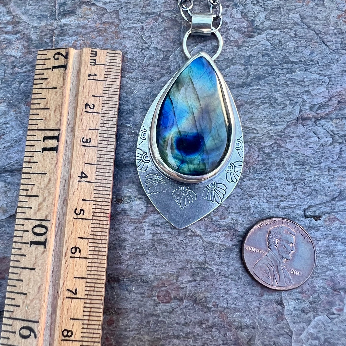 Labradorite Sterling Silver Necklace - Handmade One-of-a-kind Pendant on Sterling Silver Chain