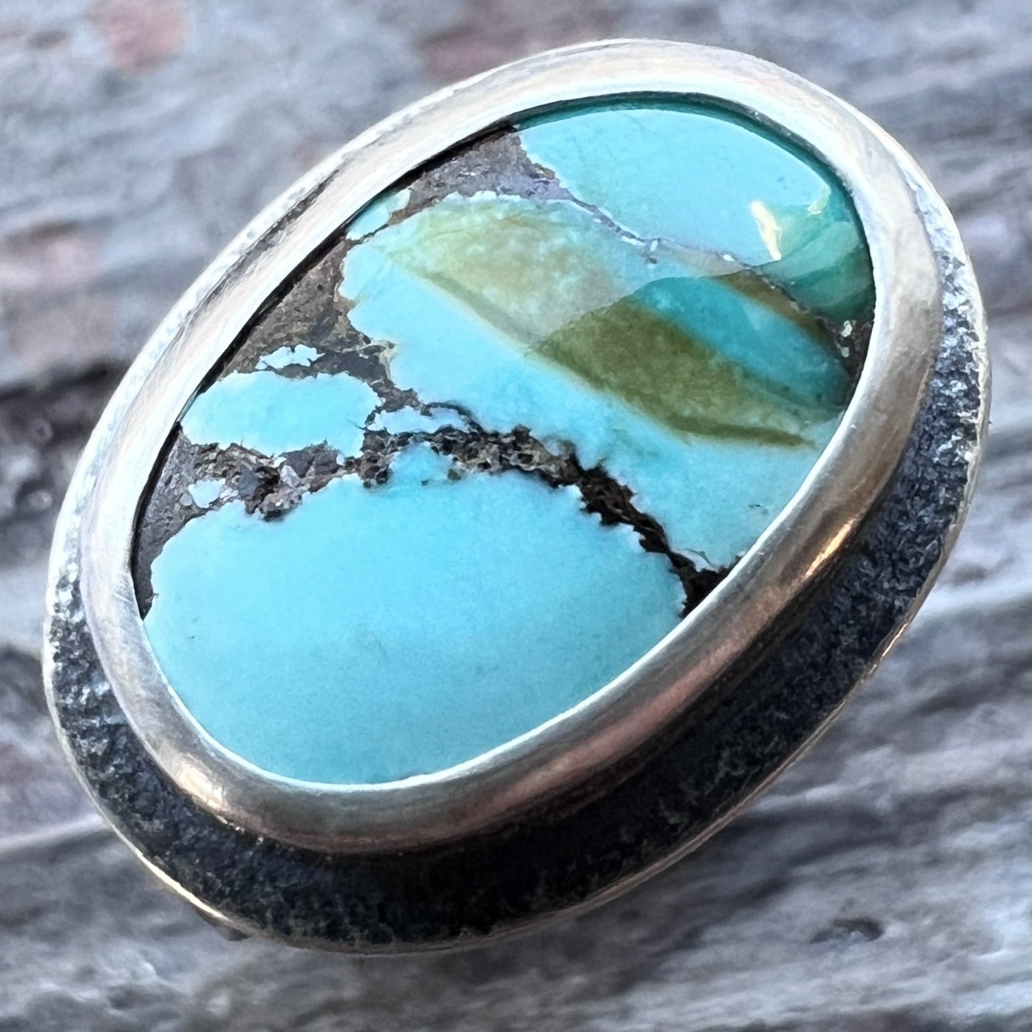 Sterling Silver Turquoise Ring | Genuine Natural Turquoise Cabochon Ring - Size 7
