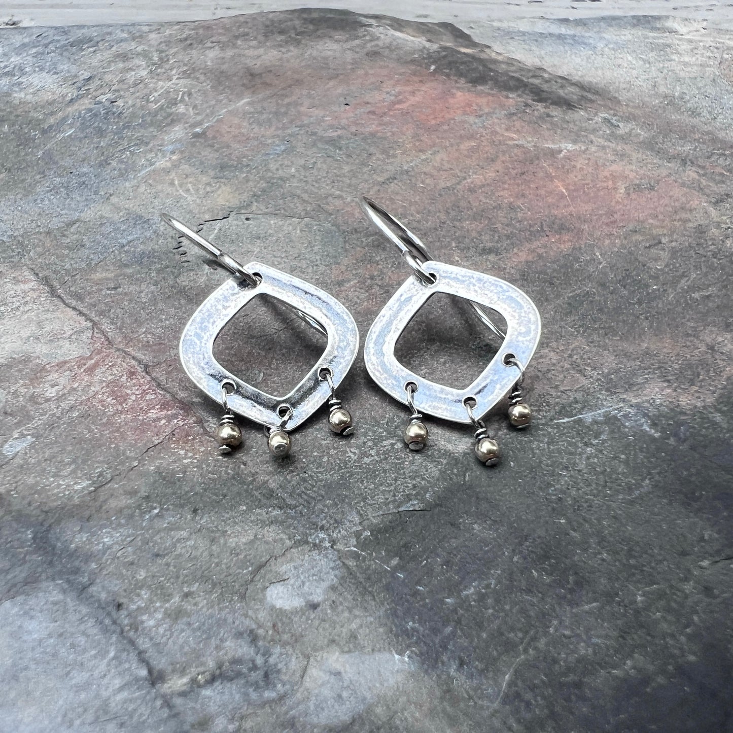 Sterling Silver and 14K Gold Filled Earrings | Wire-wrapped Mixed Metal Beaded Dangles