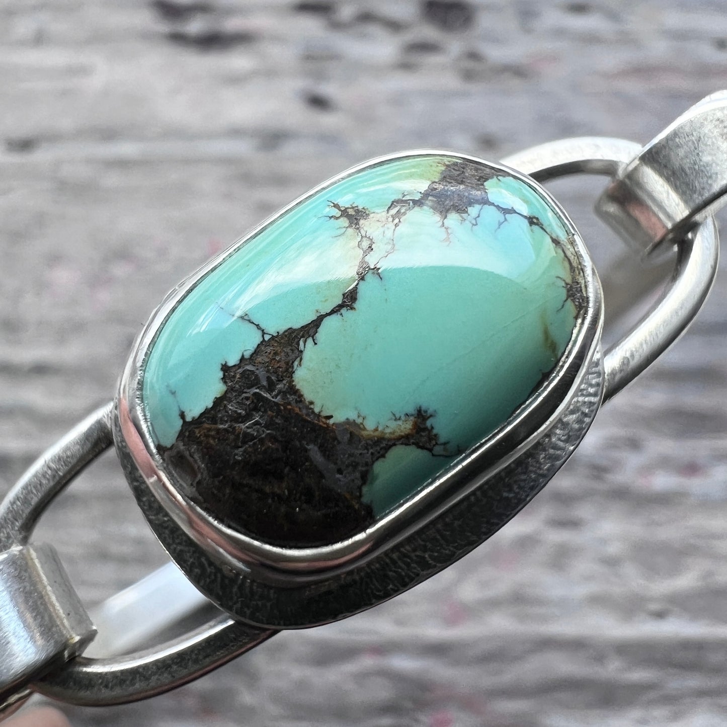 Turquoise Sterling Silver Bracelet | Genuine Natural Turquoise Cuff Bracelet