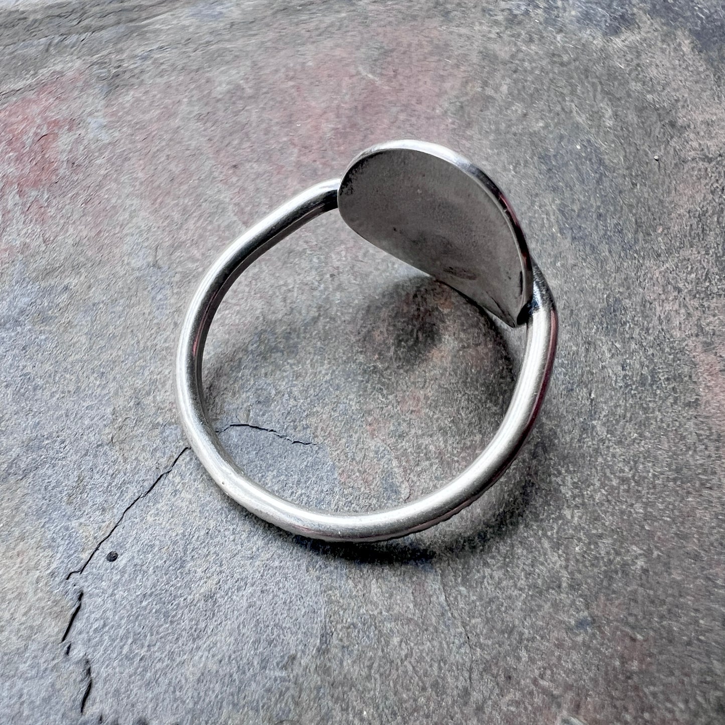 Sterling Silver Circle Ring | Minimalist Circle and Lined Texture Ring