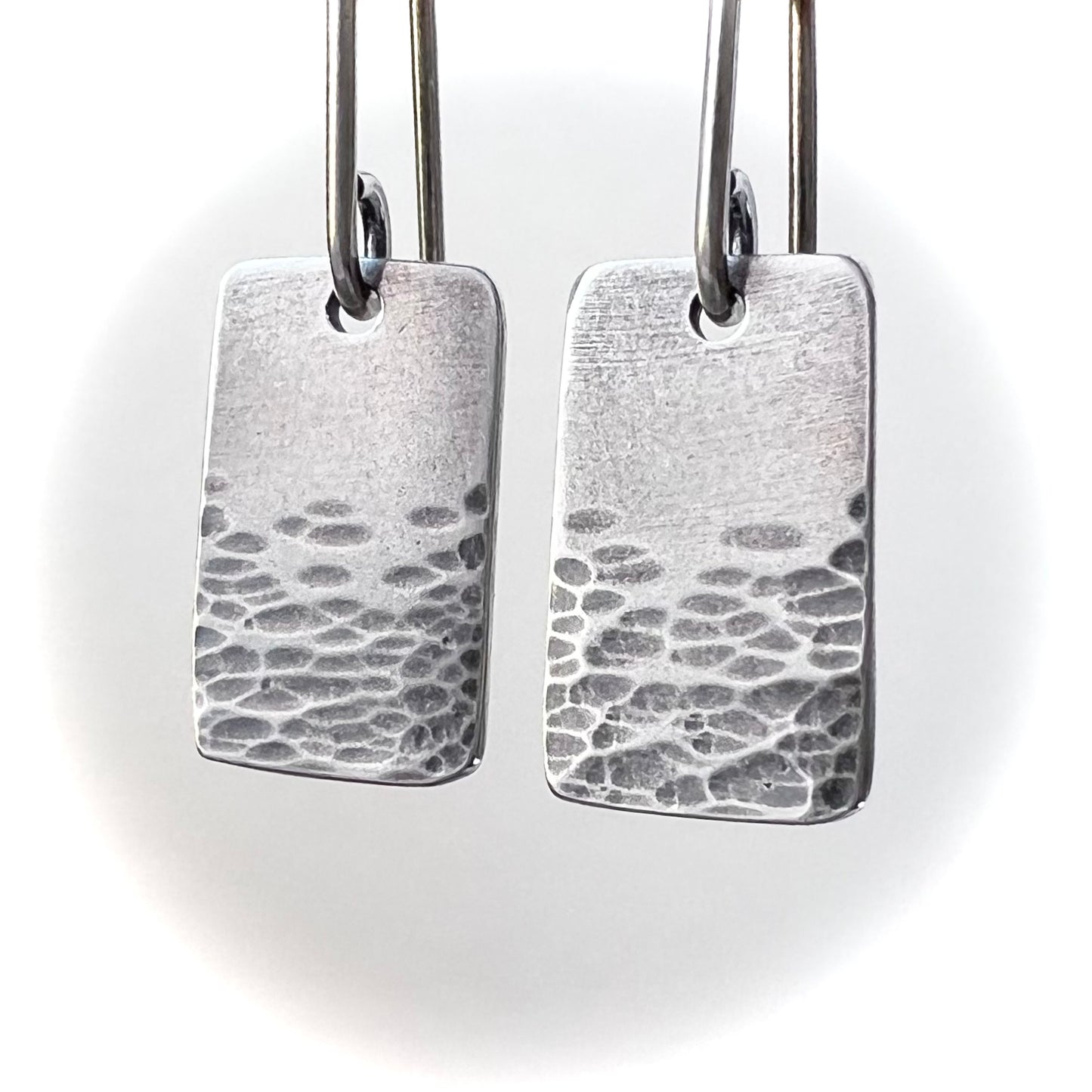 Rectangle Sterling Silver Earrings Solid Silver Hammered Rectangular Small Everyday Earrings