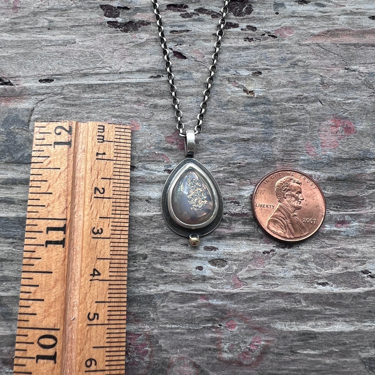 Sterling Silver Druzy Necklace | Raw Druzy Teardrop Pendant Necklace