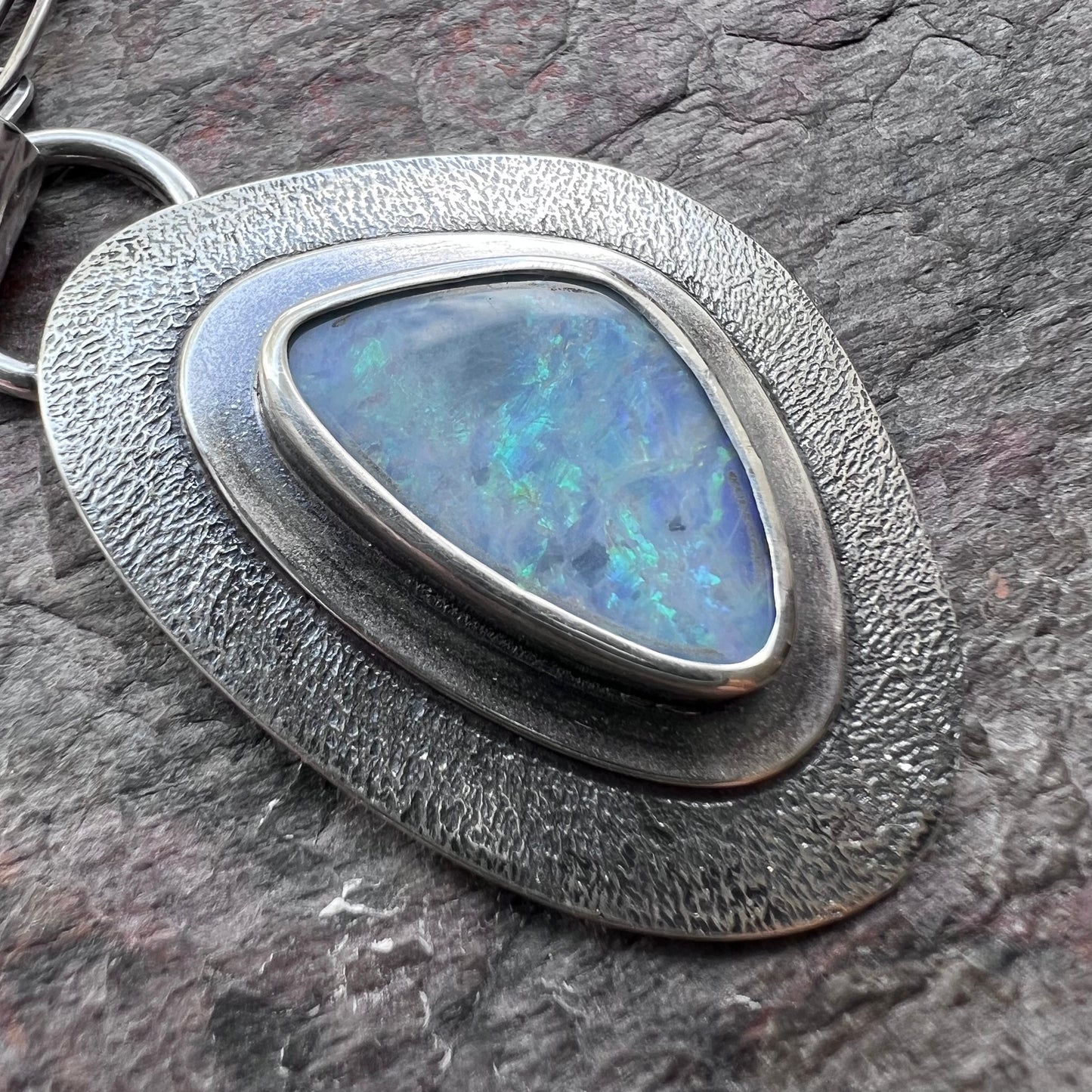 Opal Sterling Silver Necklace - Handmade One-of-a-kind Opal Doublet Pendant on Sterling Silver Chain