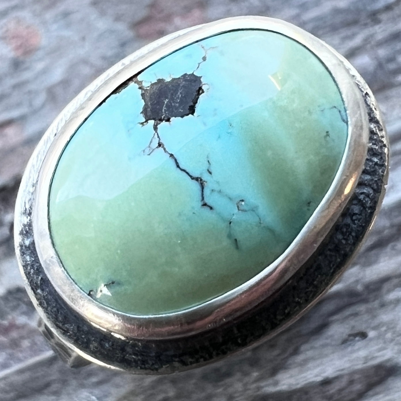 Sterling Silver Turquoise Ring | Genuine Natural Turquoise Cabochon Ring - Size 9.25