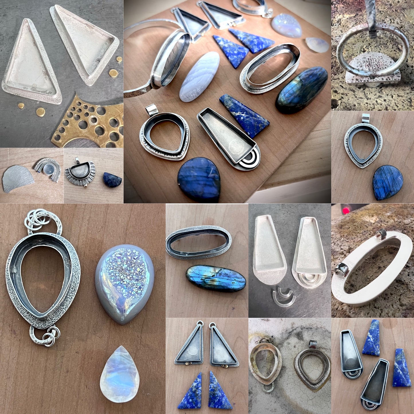 Sterling Silver Lapis Lazuli Necklace | Blue Natural Stone Wire-wrapped Pendant