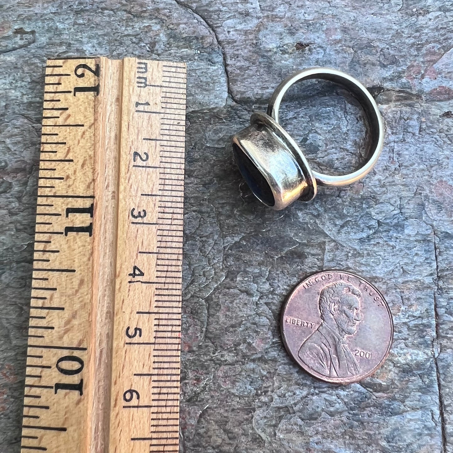 Labradorite Sterling Silver Ring - Handmade One-of-a-kind Labradorite Ring on Silver Silver Band - Size 8