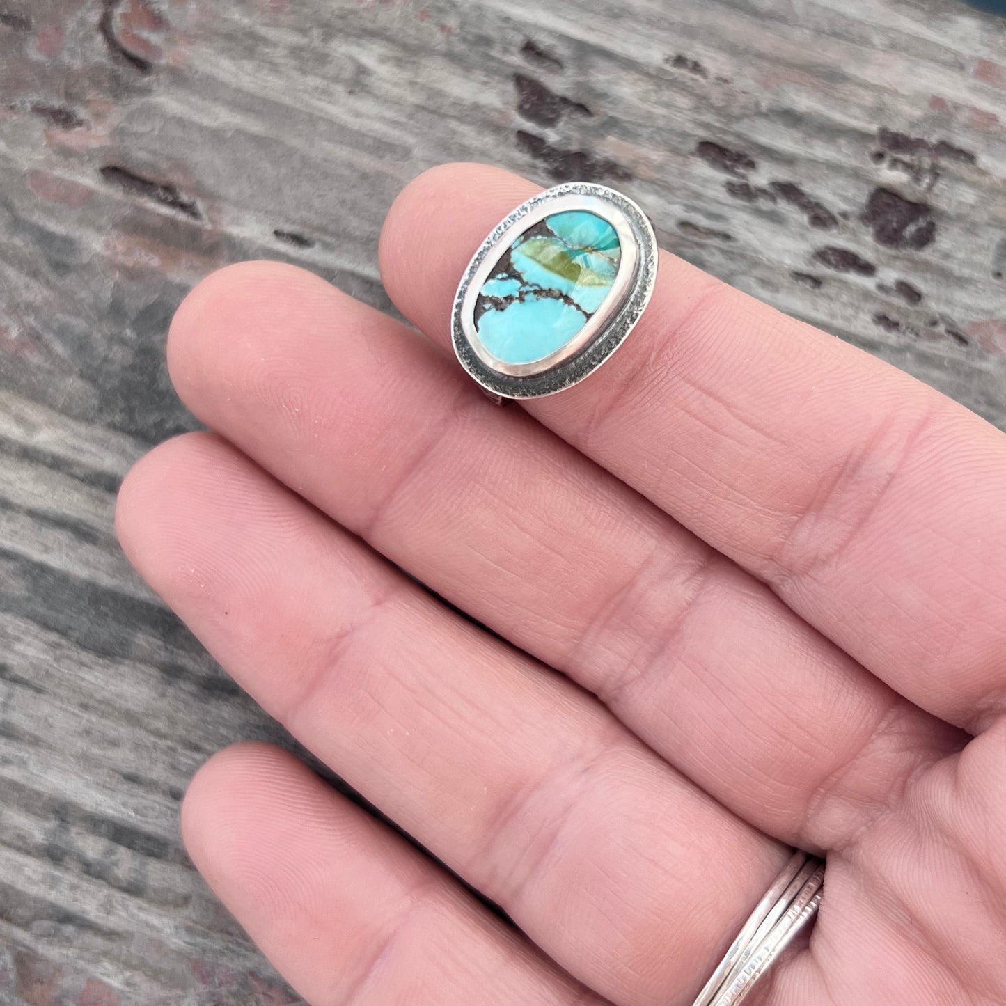 Sterling Silver Turquoise Ring | Genuine Natural Turquoise Cabochon Ring - Size 7