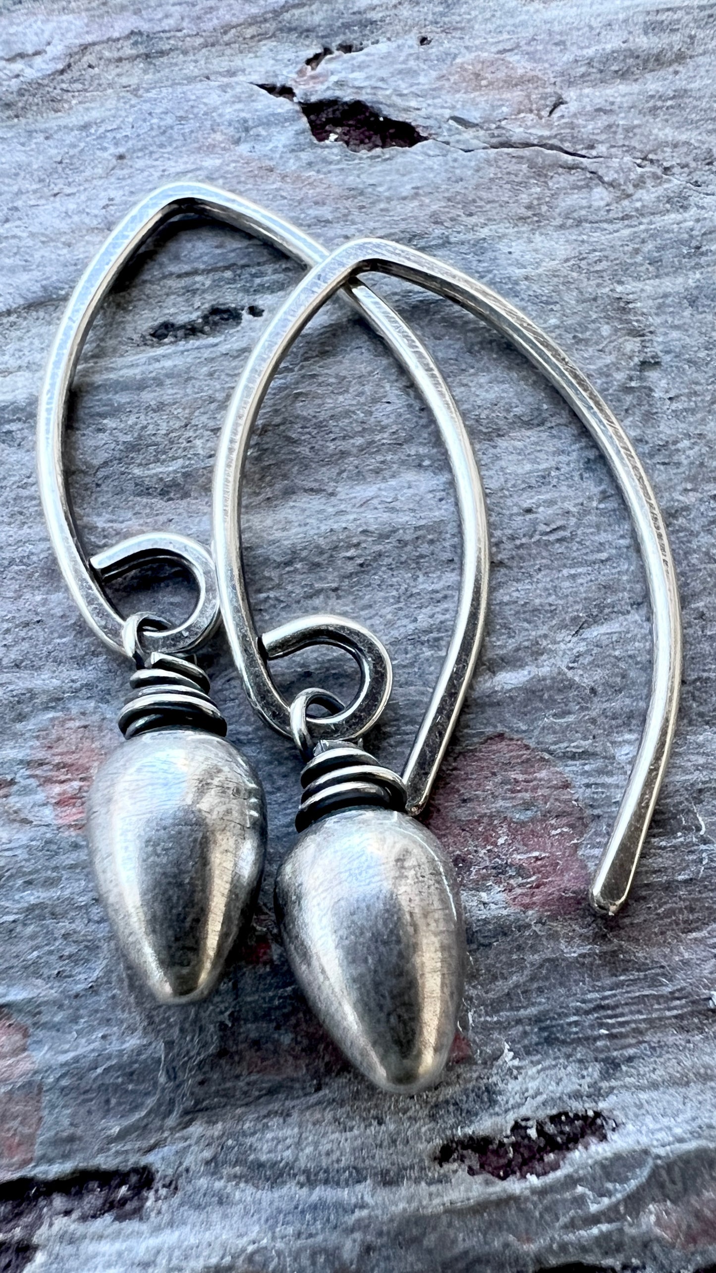 Sterling Silver Teardrop Spike Earrings | Small Silver Point Dangle Earrings