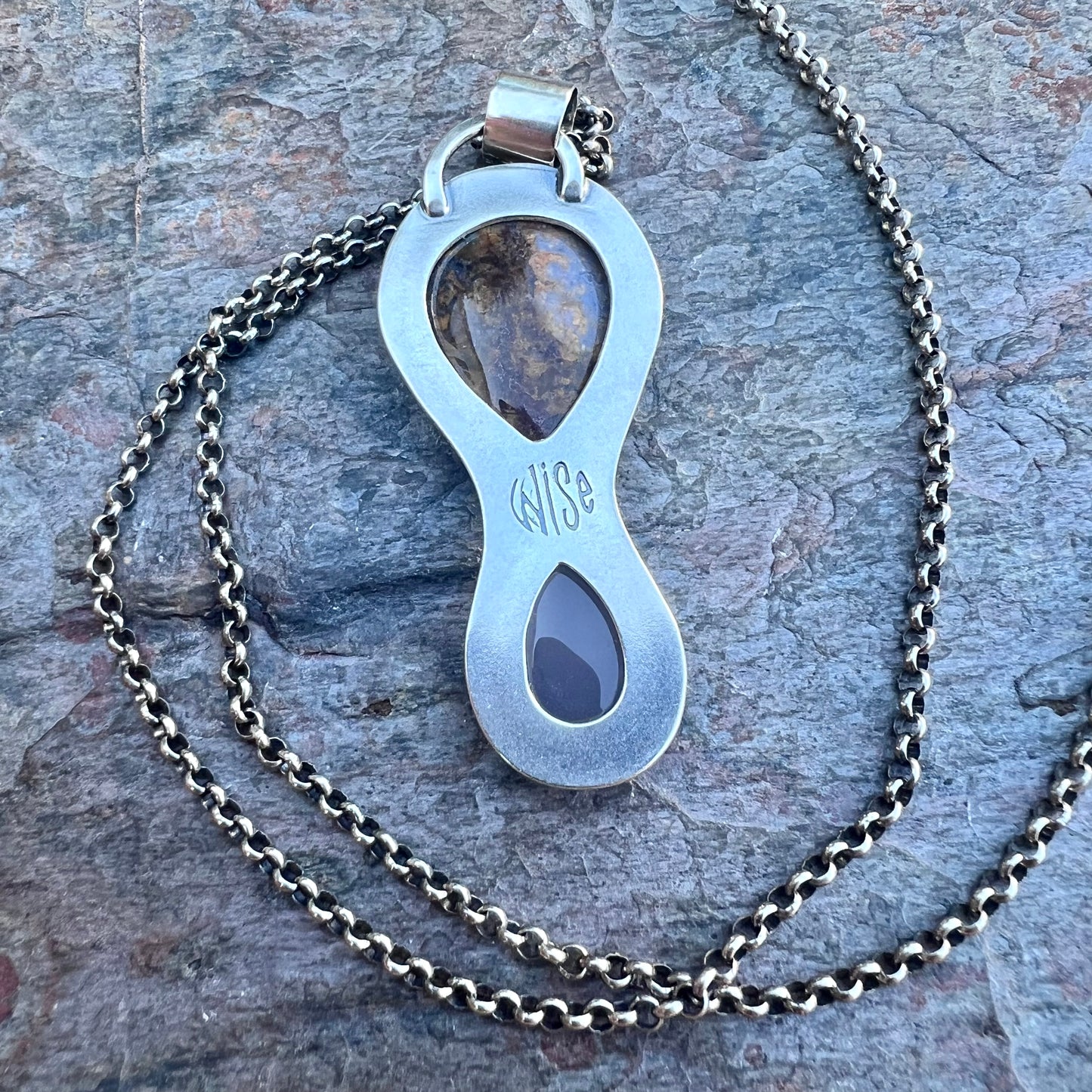Pietersite and Chalcedony Sterling Silver Necklace - Handmade One-of-a-kind Pendant on Sterling Silver Chain