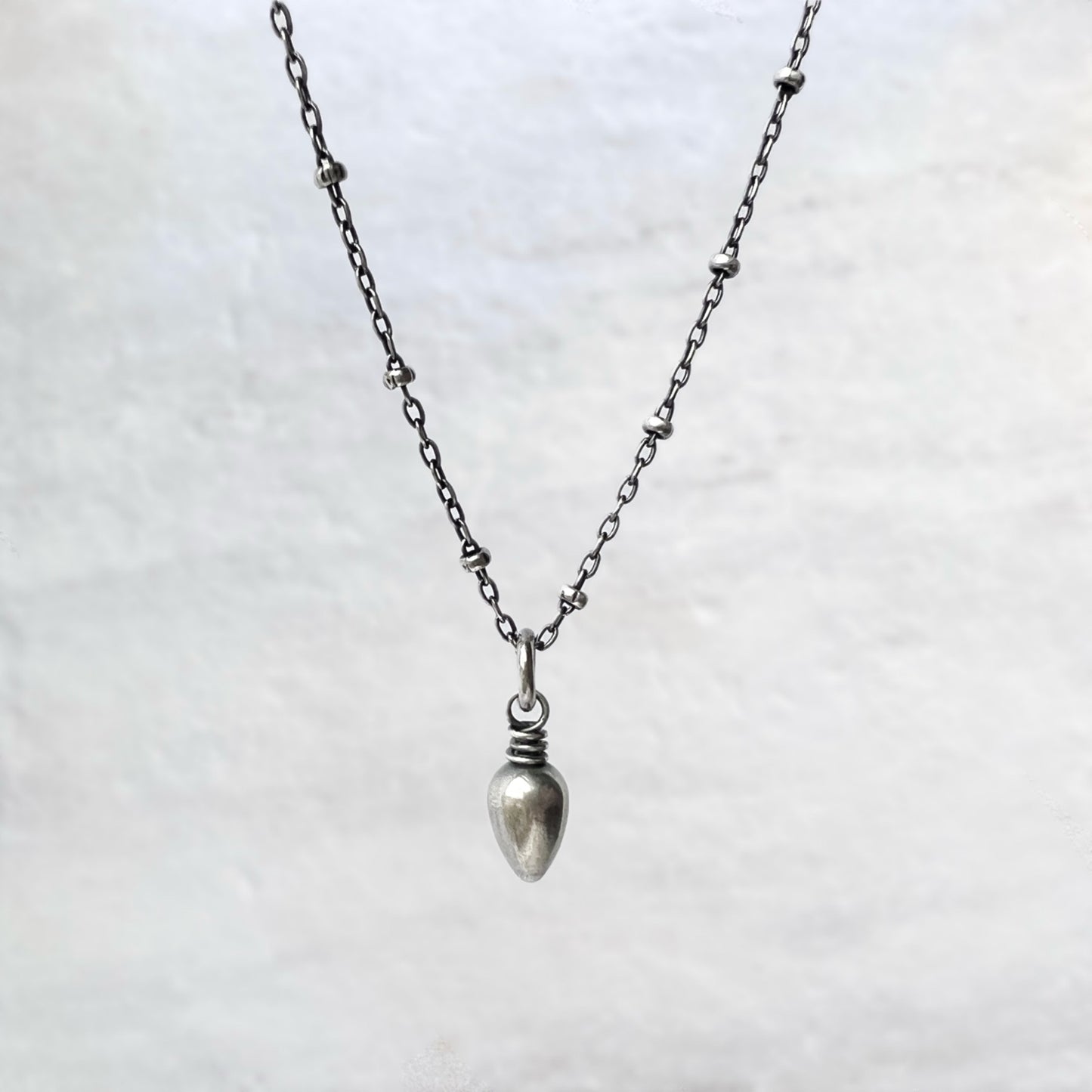 Sterling Silver Teardrop Spike Necklace | Small Silver Point Pendant Necklace