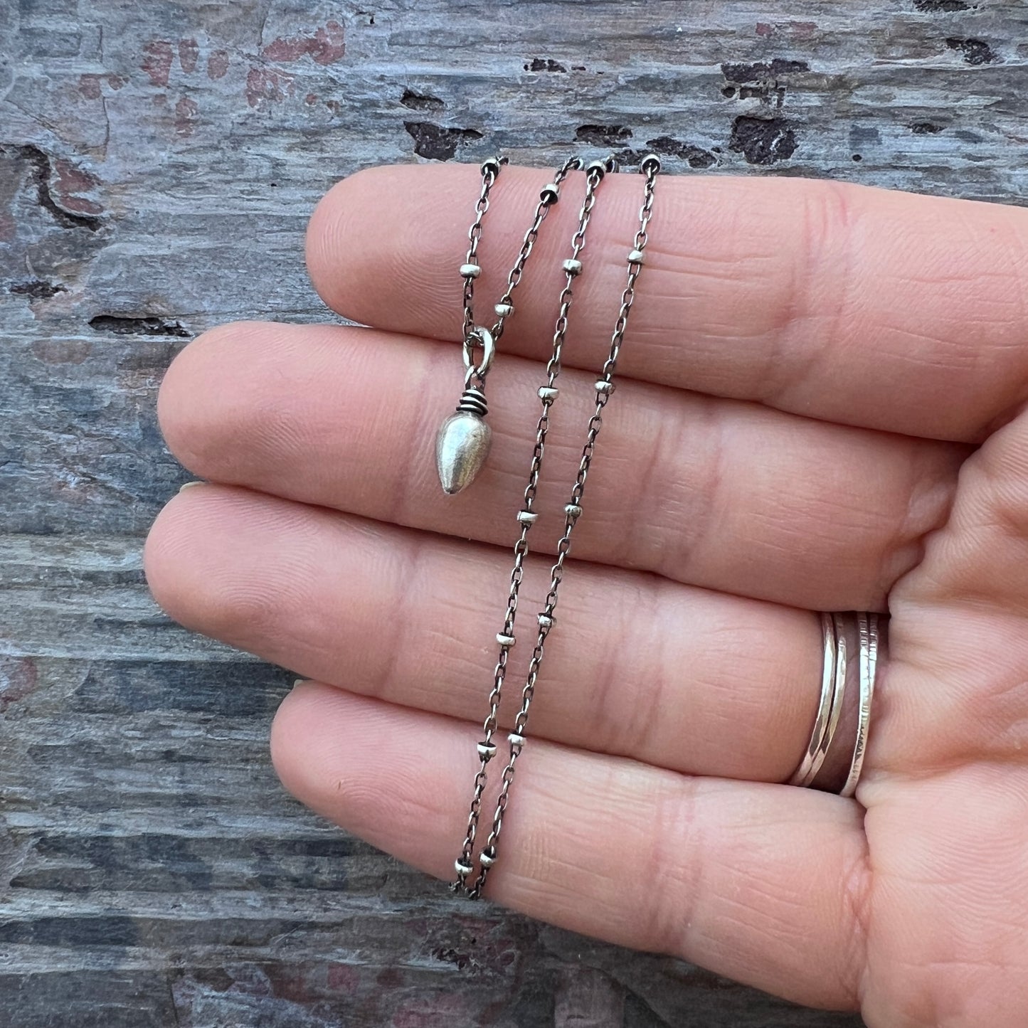 Sterling Silver Teardrop Spike Necklace | Small Silver Point Pendant Necklace
