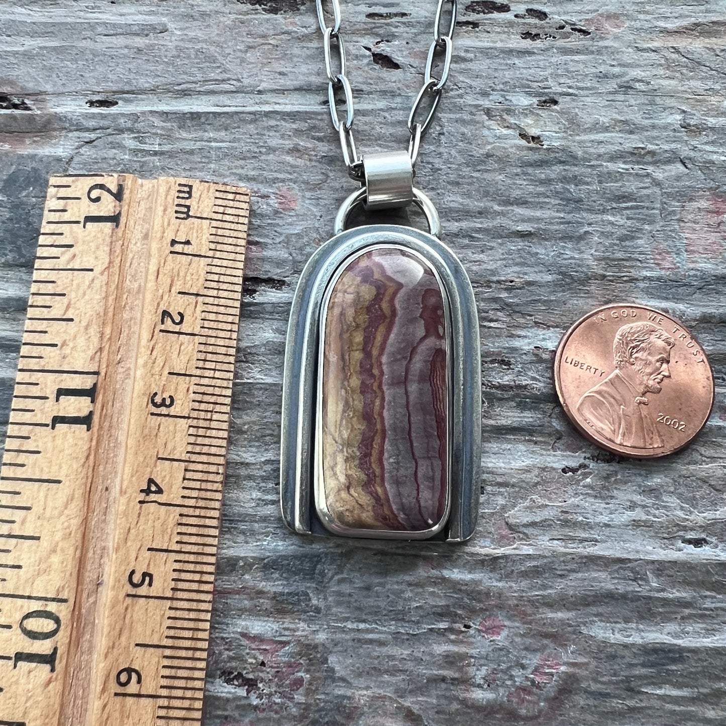 Sterling Silver Wonderstone Rhyolite Necklace | Natural Stone Arch Pendant