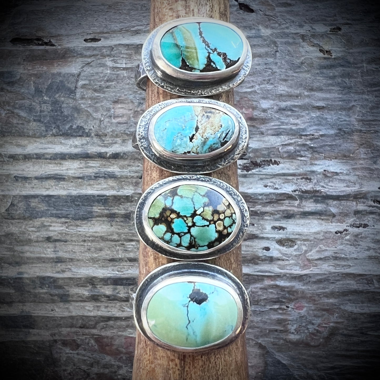 Sterling Silver Turquoise Ring | Genuine Natural Turquoise Cabochon Ring - Size 8.25
