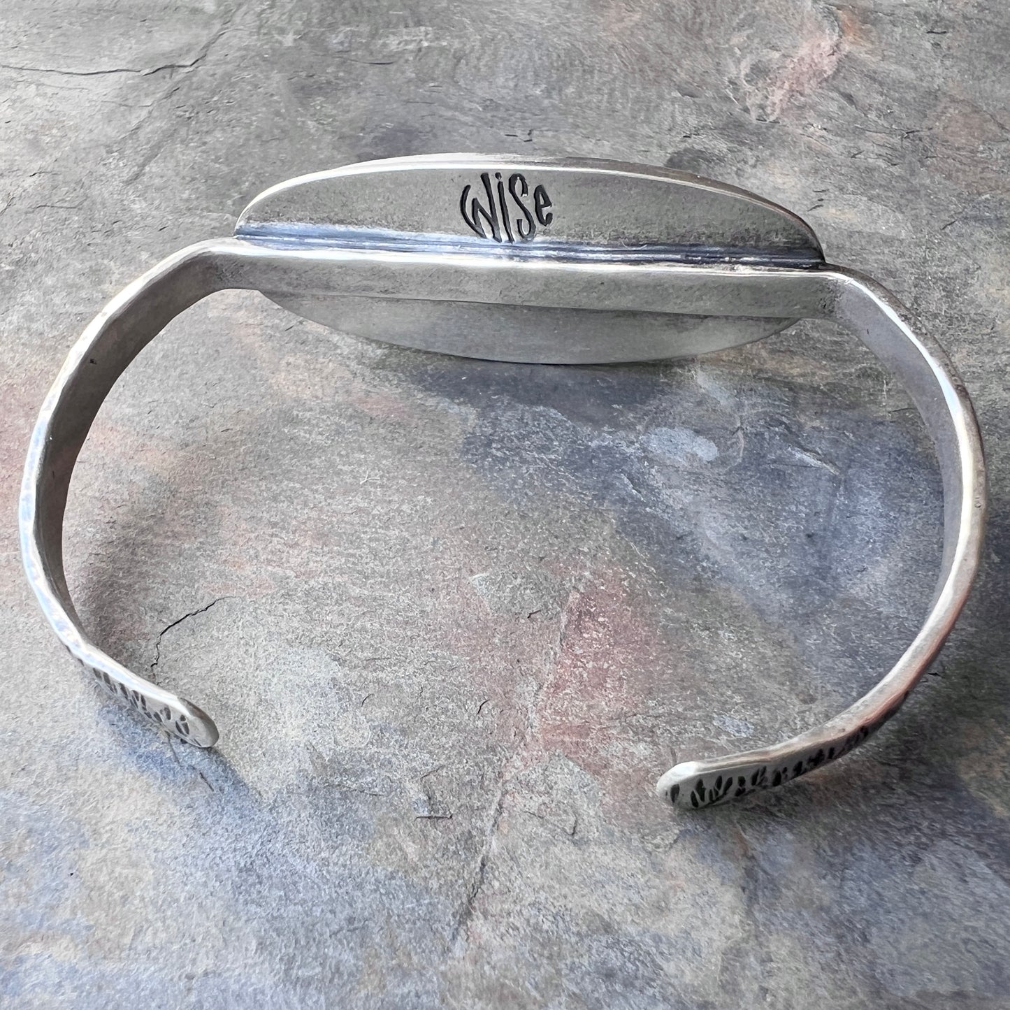 Sterling Silver Blue Lace Agate Bracelet | Natural Stone Cabochon Cuff Bracelet