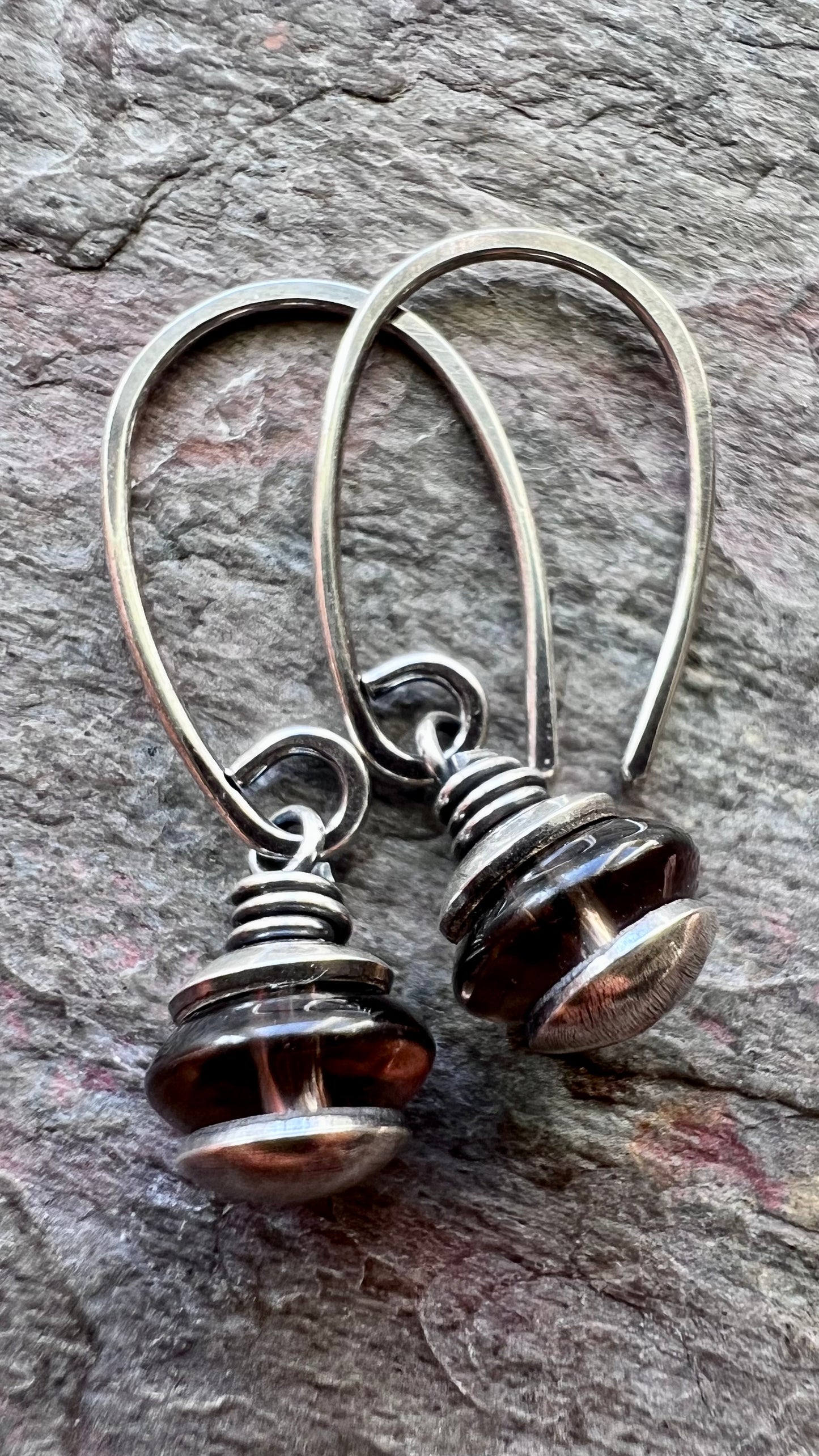 Smoky Quartz Sterling Silver Earrings - Genuine Smoky Quartz Dangles on Handmade Sterling Silver Earwires