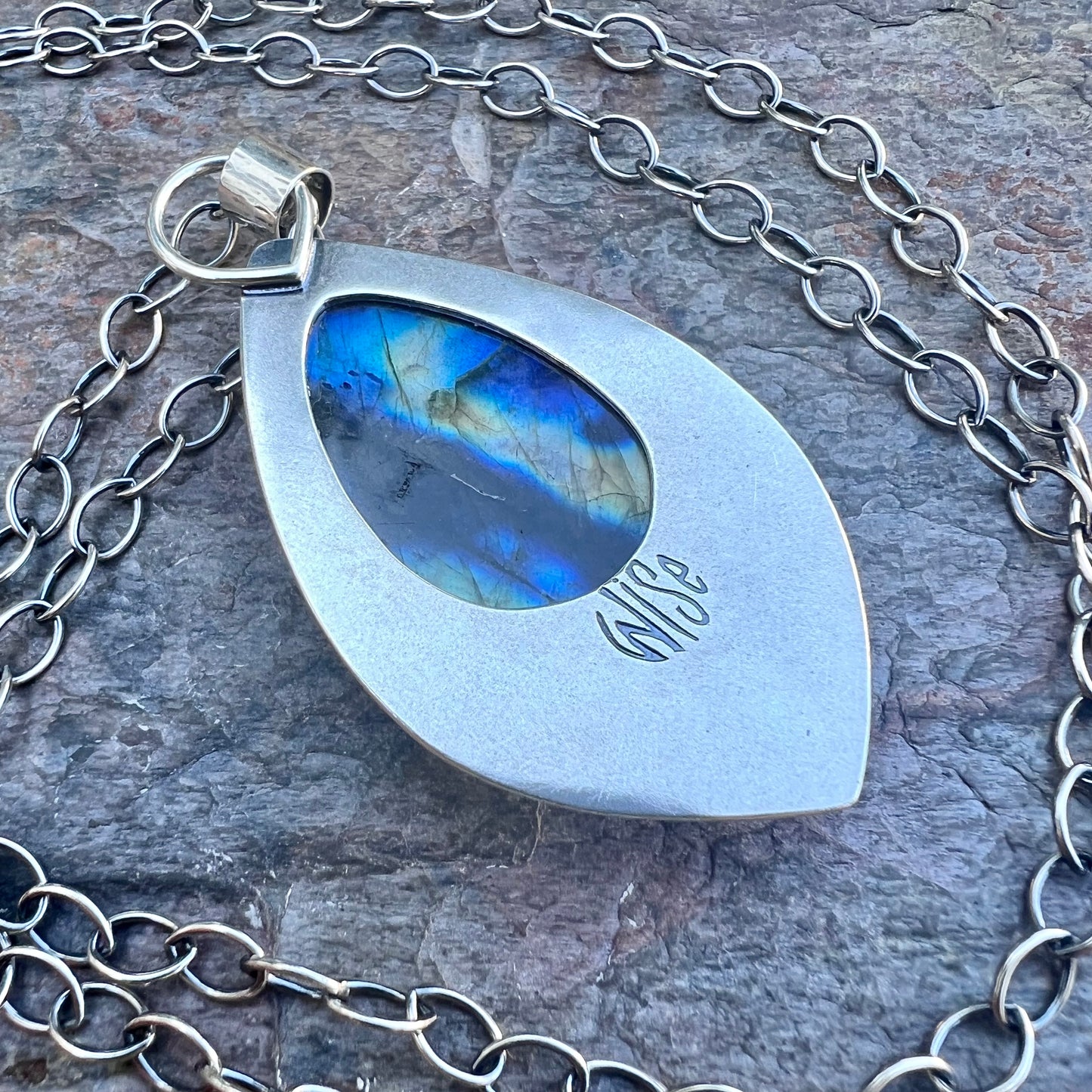Labradorite Sterling Silver Necklace - Handmade One-of-a-kind Pendant on Sterling Silver Chain