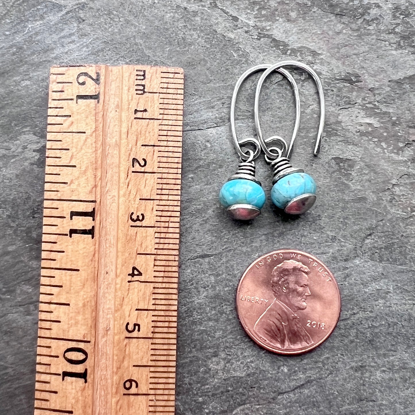 Genuine Turquoise Sterling Silver Earrings | Natural Stone Dangle Earrings
