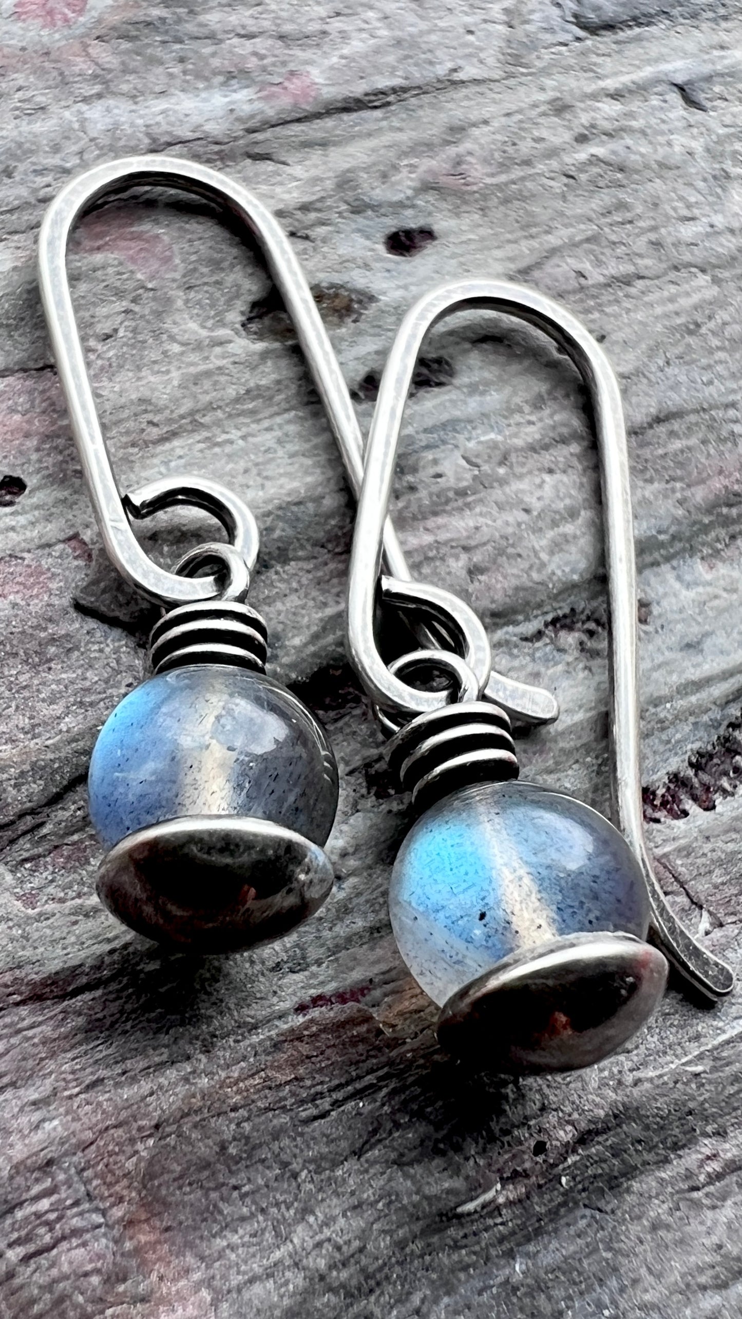 Sterling Silver Labradorite Earrings | Small Labradorite Dangle Earrings