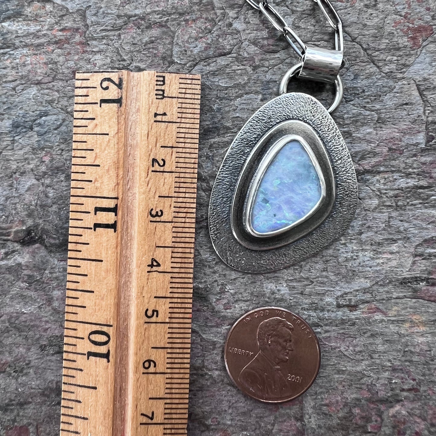 Opal Sterling Silver Necklace - Handmade One-of-a-kind Opal Doublet Pendant on Sterling Silver Chain