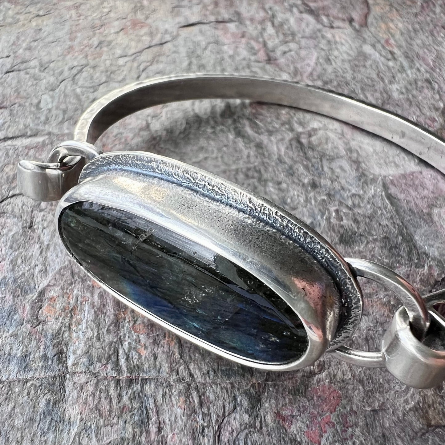 Sterling Silver Labradorite Bracelet One of a kind Natural Stone Cuff Bracelet