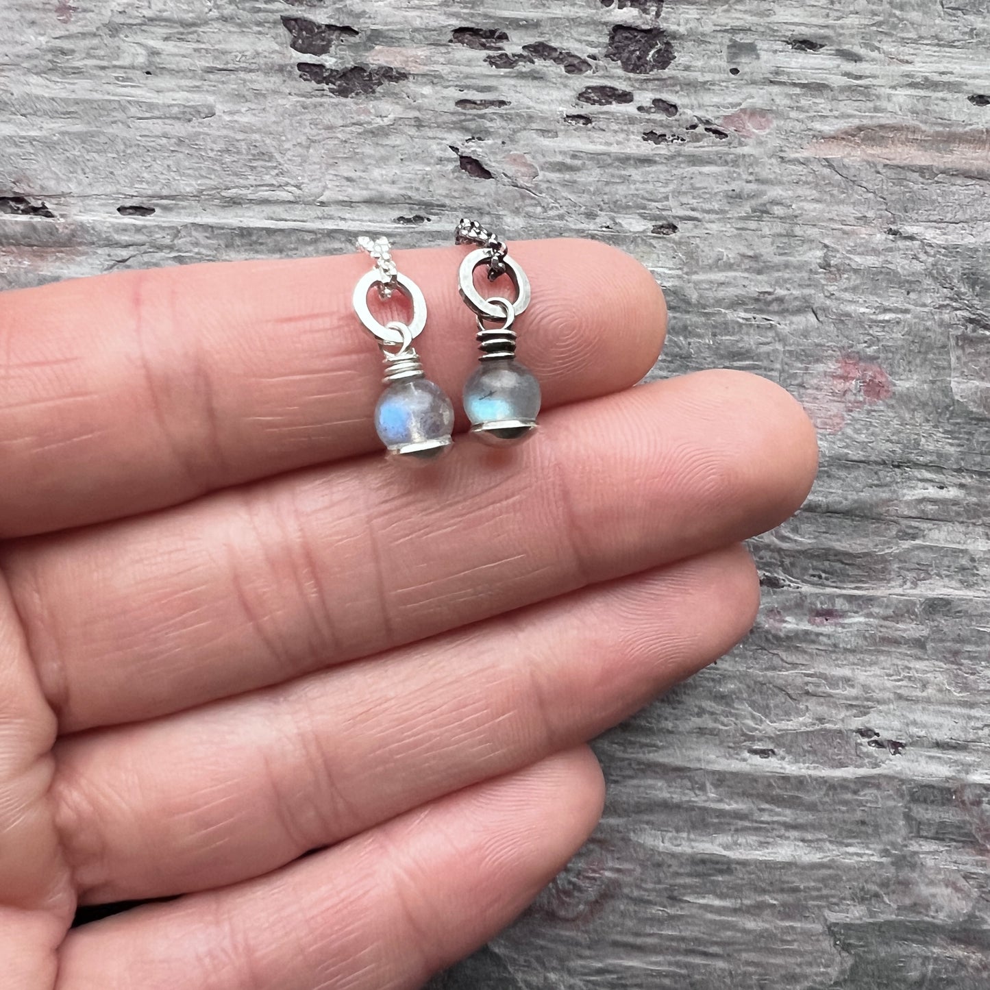 Sterling Silver Labradorite Necklace | Dainty Labradorite Pendant on Lightweight Chain