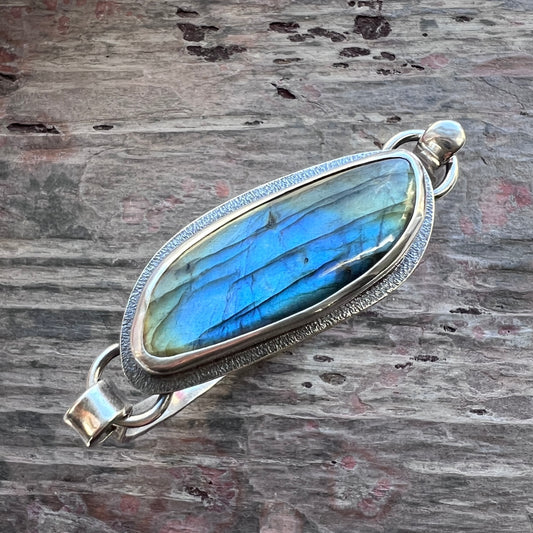 Sterling Silver Labradorite Bracelet | Artisan Silver Cuff Bracelet