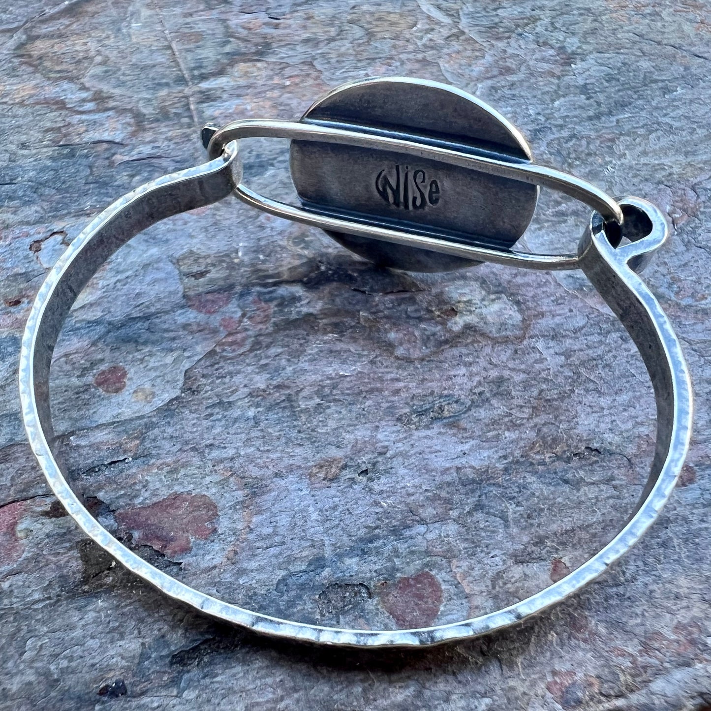 Rainbow Moonstone Sterling Silver Bracelet - Handmade One-of-a-kind Tension Cuff Bracelet