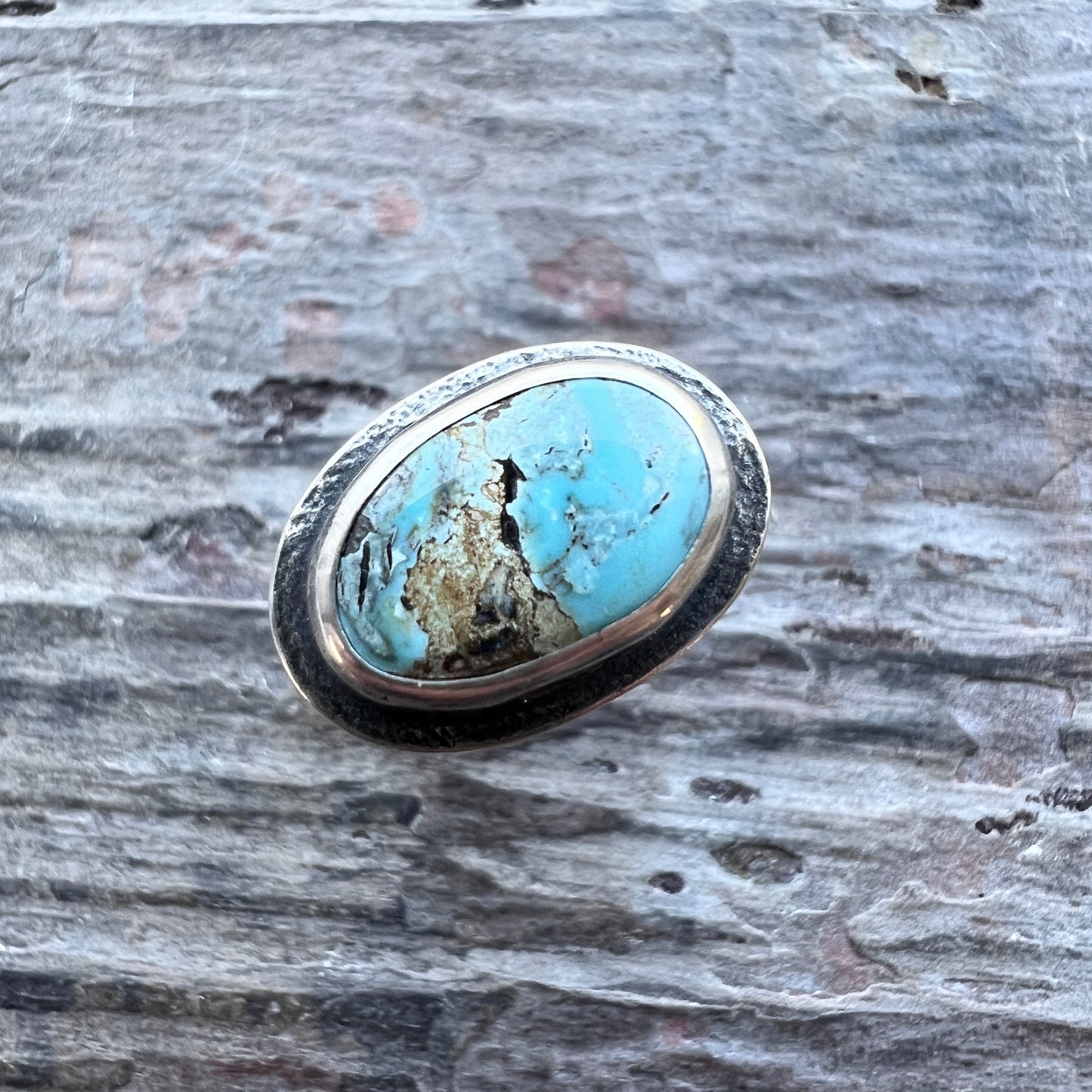 Sterling Silver Turquoise Ring | Genuine Natural Turquoise Cabochon Ring - Size 8.25