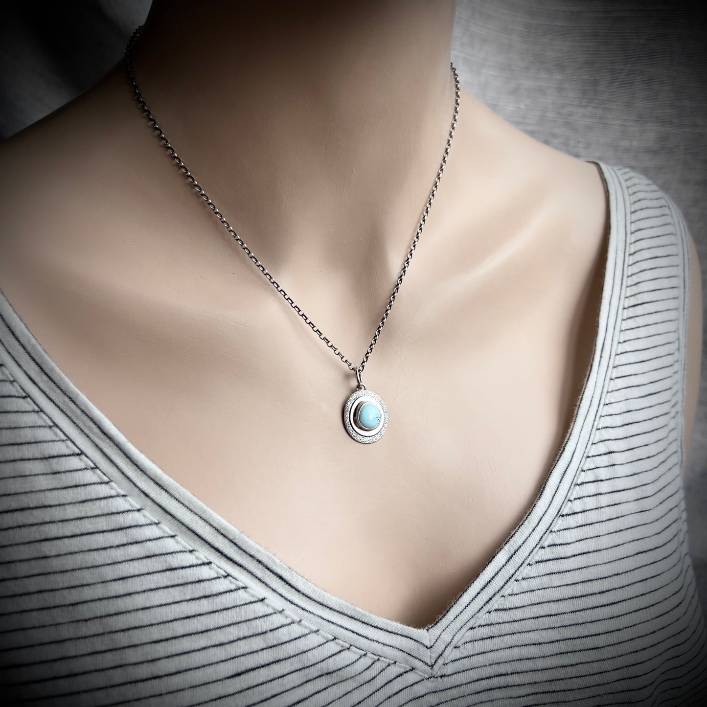 Sterling Silver Turquoise Necklace | Genuine Turquoise Pendant Necklace