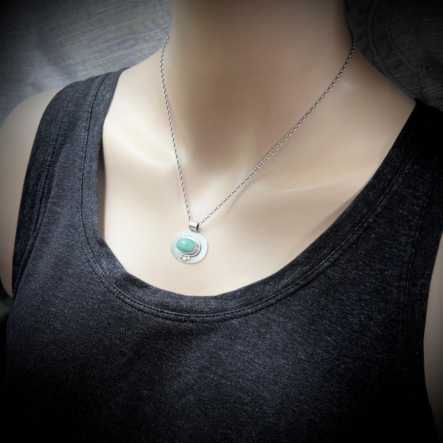 Sterling Silver Genuine Emerald Necklace | Green Natural Stone Pendant