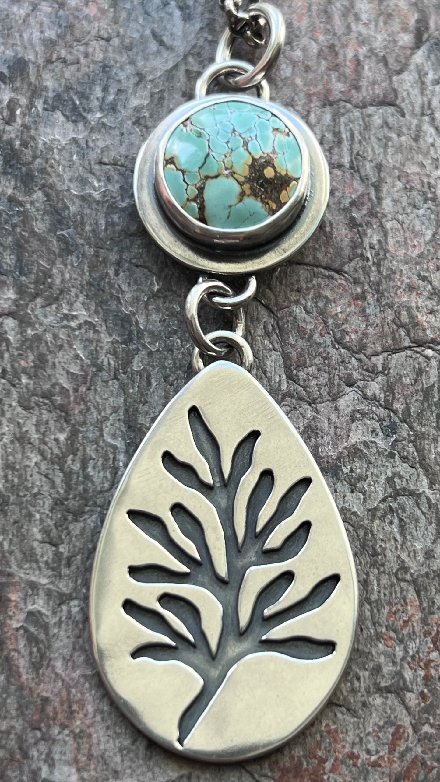 Turquoise Sterling Silver Necklace - Handmade One-of-a-kind Pendant on Sterling Silver Chain