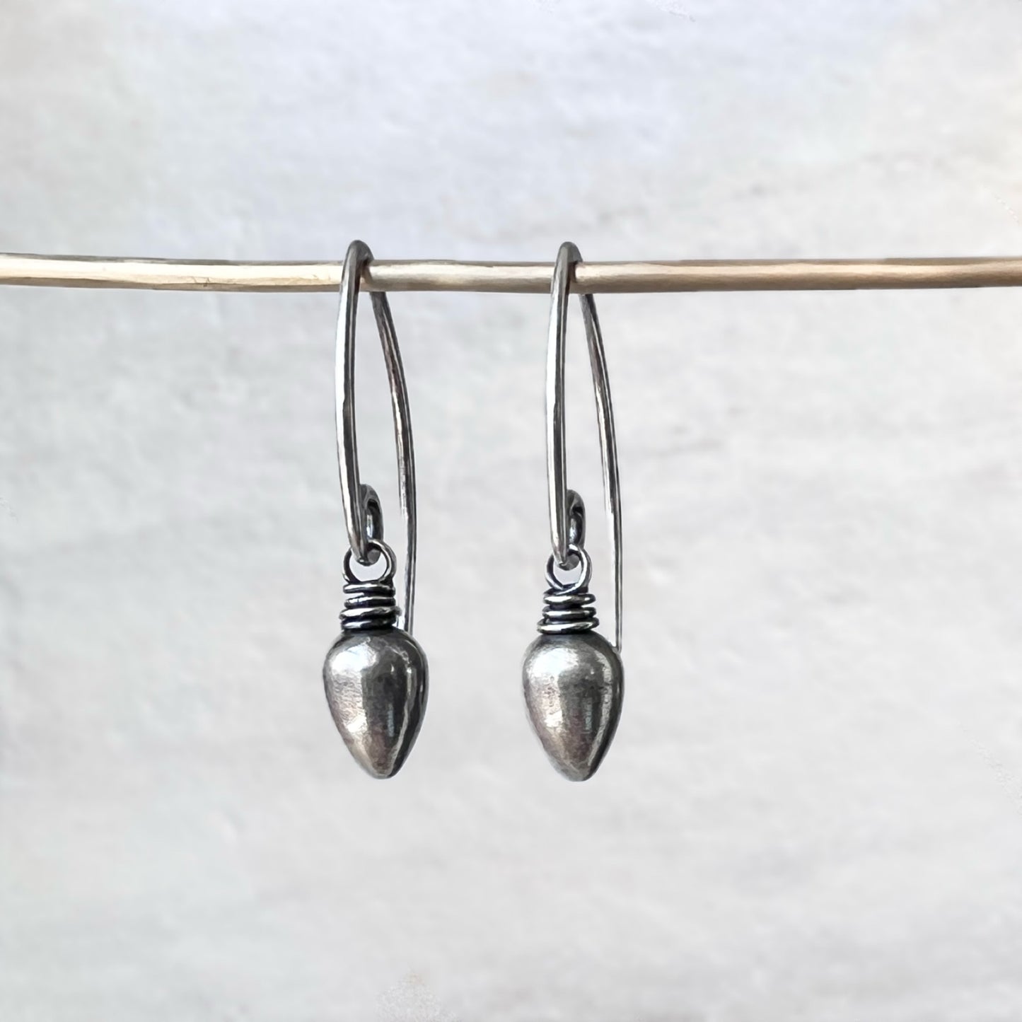 Sterling Silver Teardrop Spike Earrings | Small Silver Point Dangle Earrings