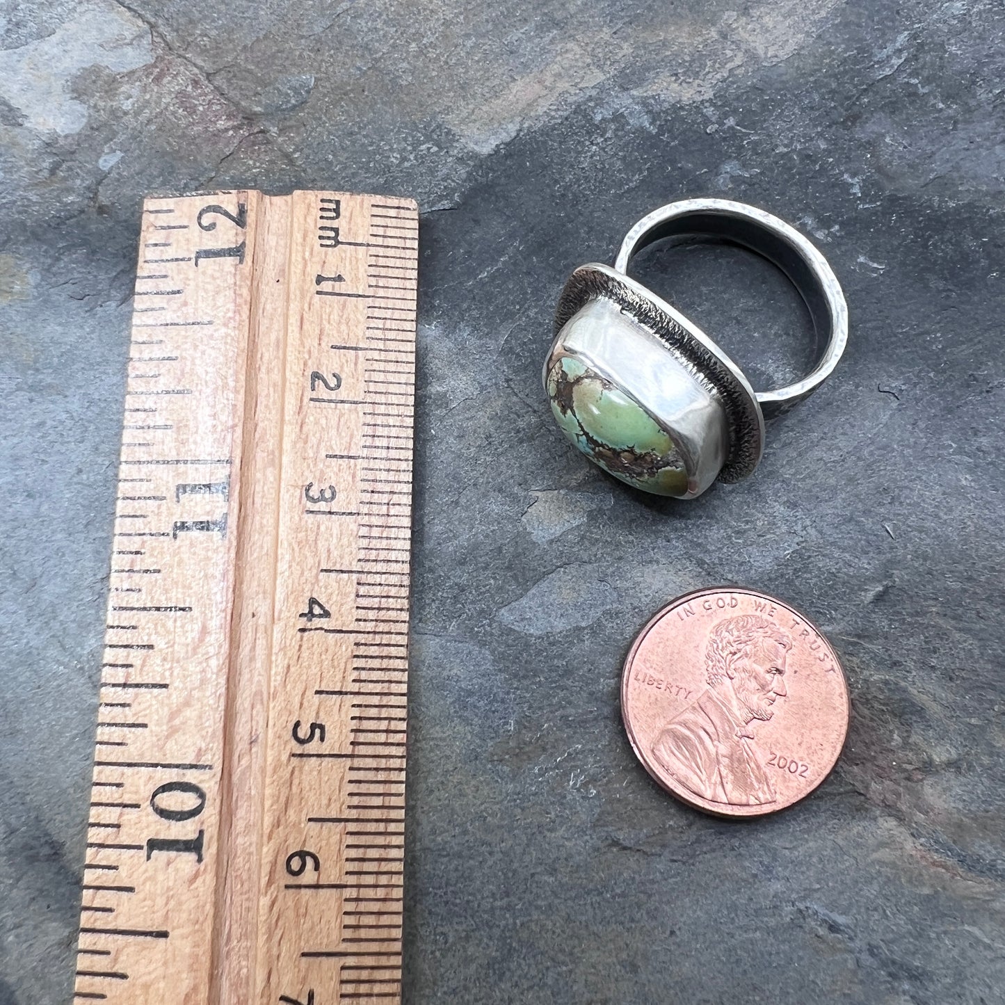 Sterling Silver Turquoise Ring | Genuine Natural Turquoise Cabochon Ring - Size 8
