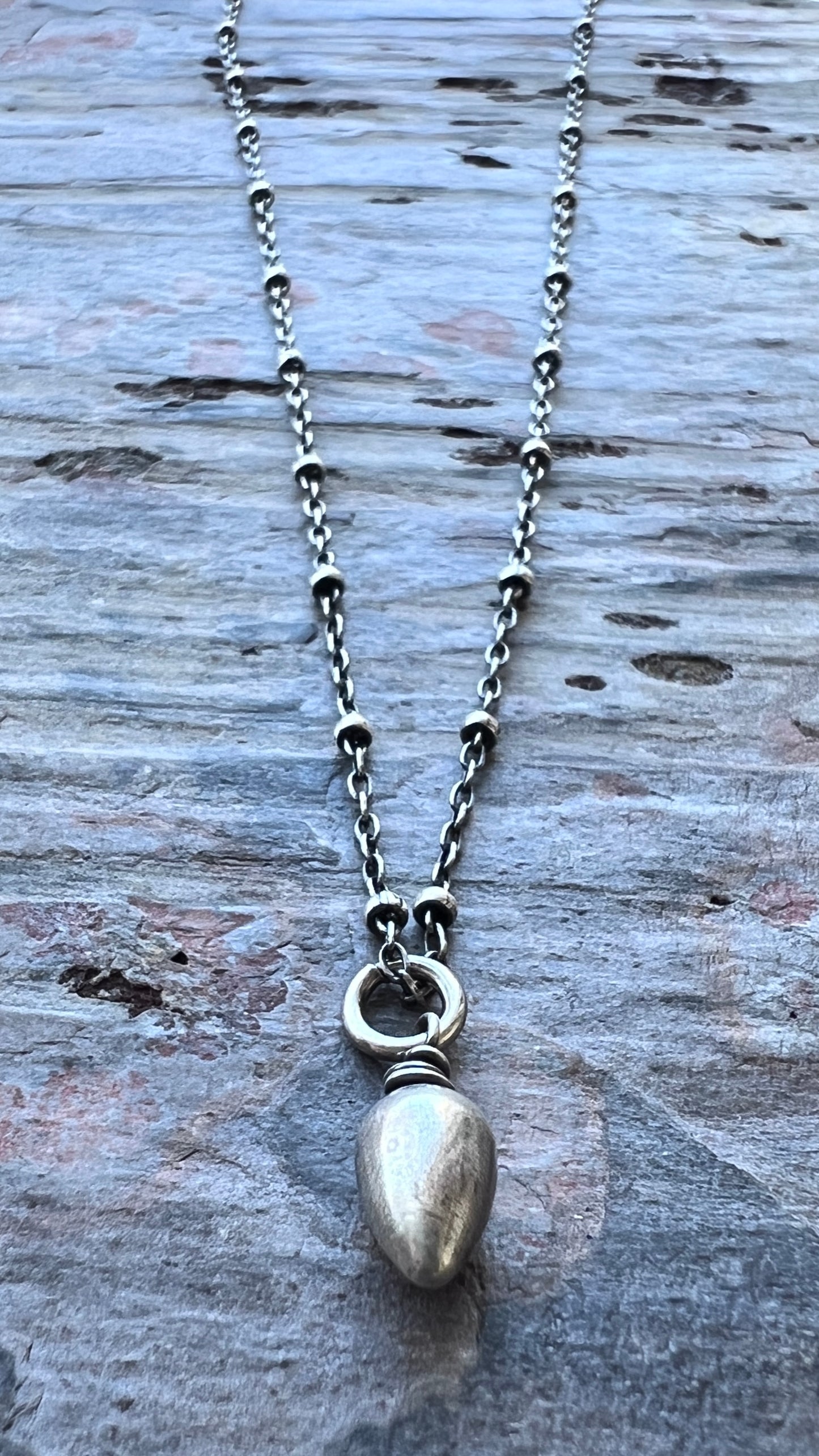 Sterling Silver Teardrop Spike Necklace | Small Silver Point Pendant Necklace