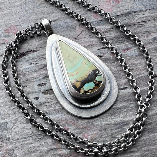 Sterling Silver Turquoise Necklace | Natural Turquoise Teardrop Pendant Necklace