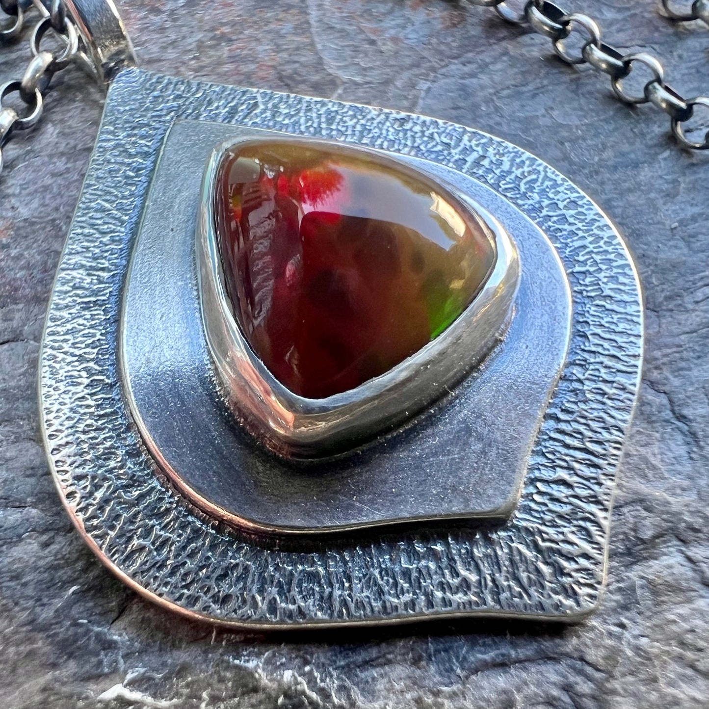 Mexican Opal Sterling Silver Necklace - Handmade One-of-a-kind Pendant on Sterling Silver Chain