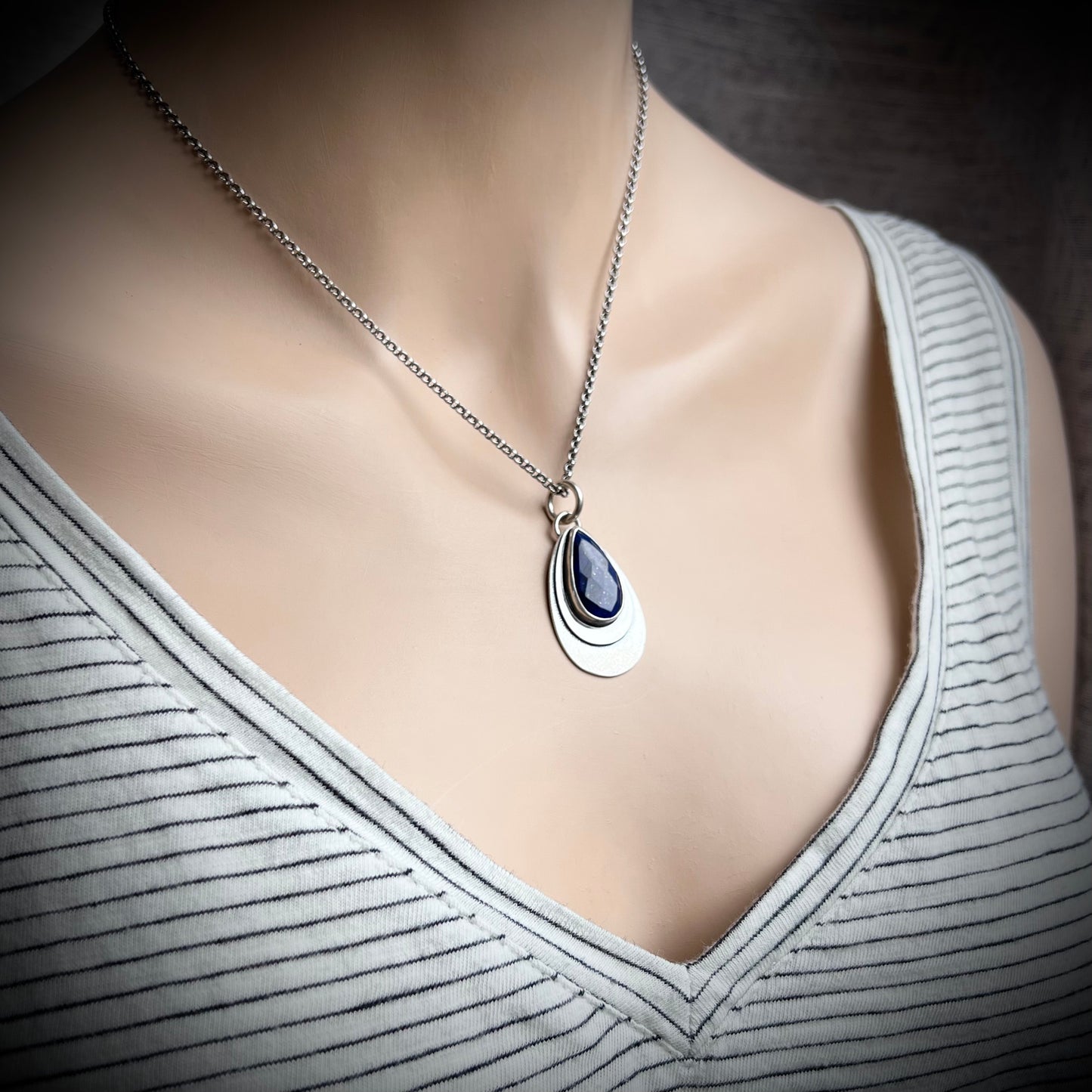 Sterling Silver Lapis Necklace One of a Kind