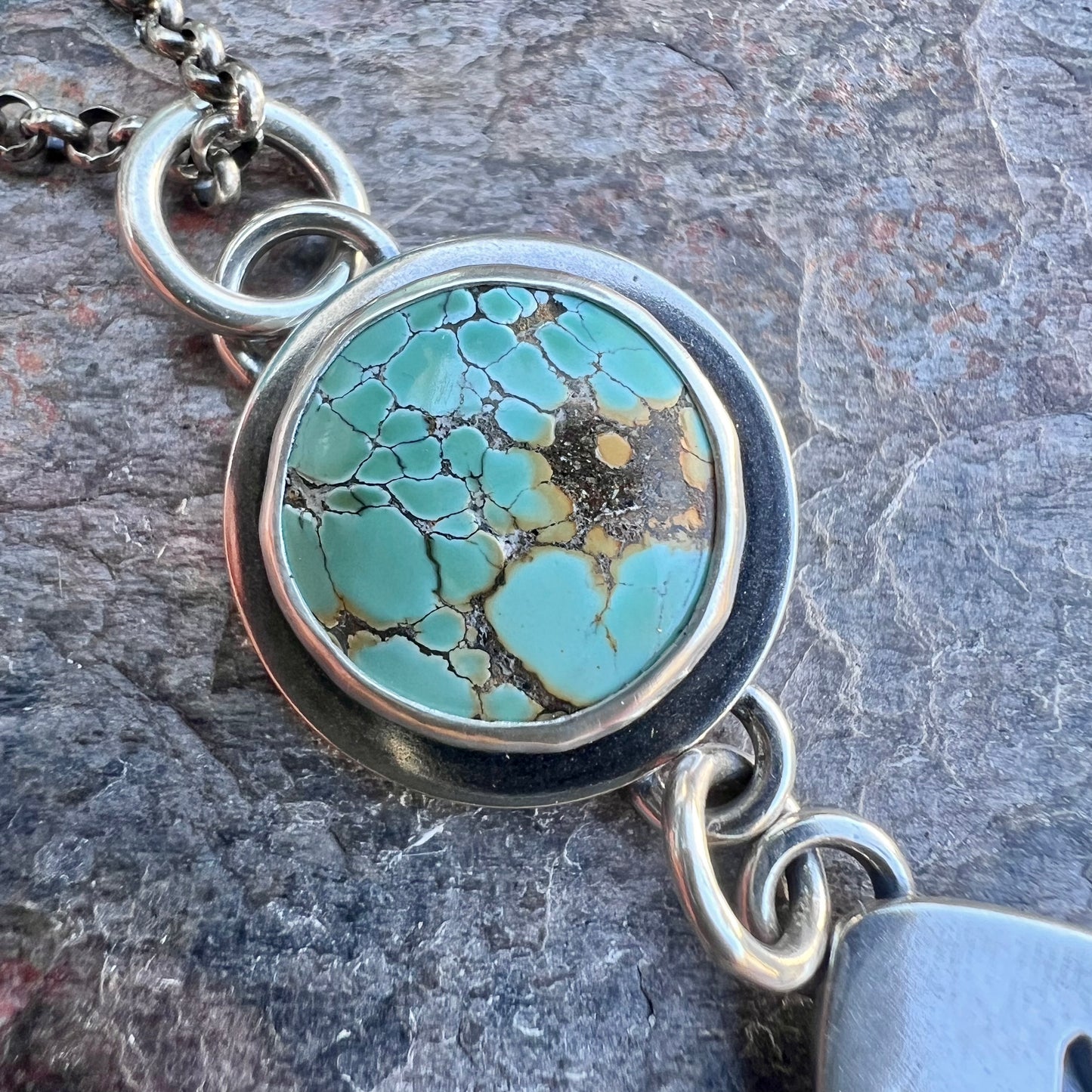 Turquoise Sterling Silver Necklace - Handmade One-of-a-kind Pendant on Sterling Silver Chain