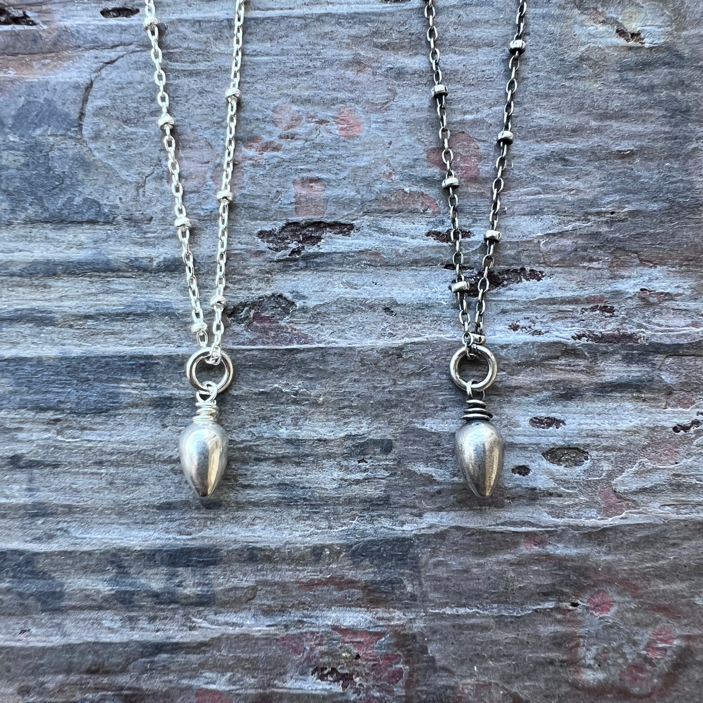 Sterling Silver Teardrop Spike Necklace | Small Silver Point Pendant Necklace