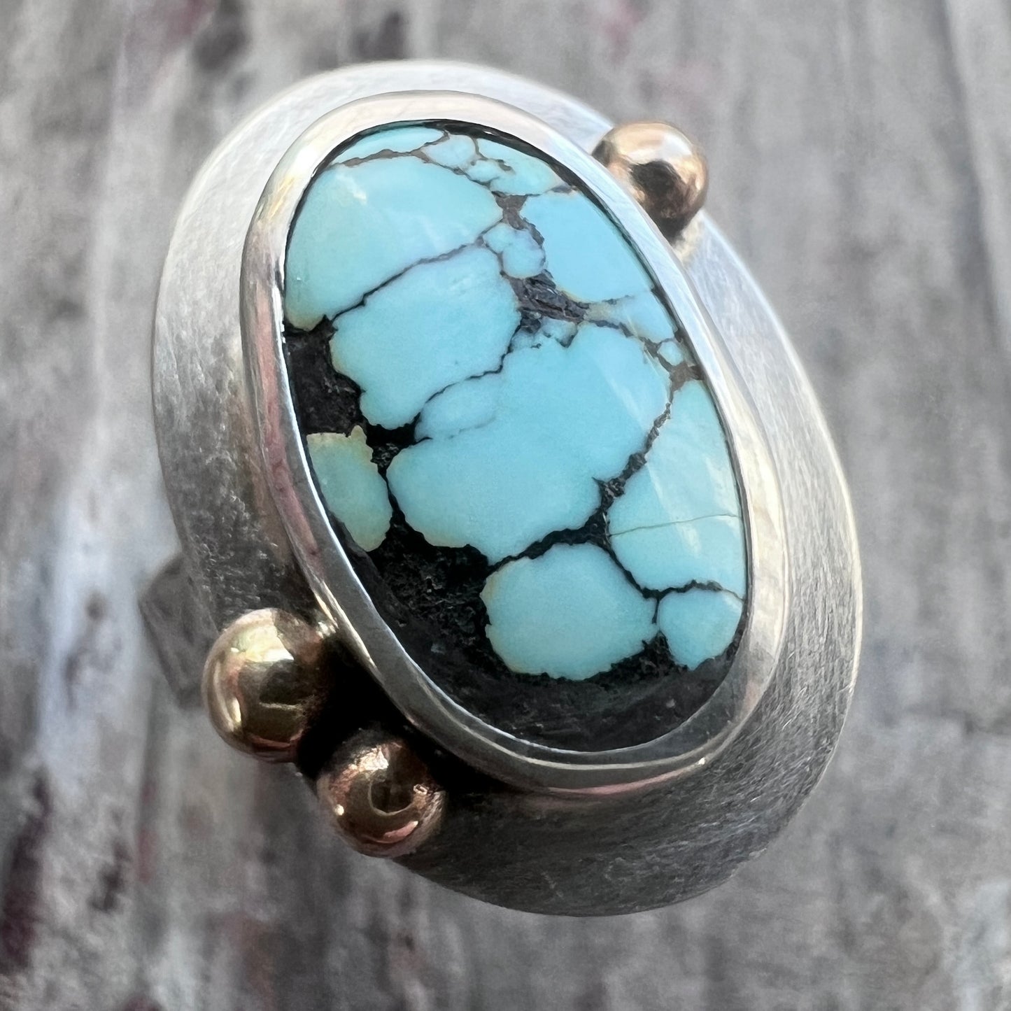 Turquoise Sterling Silver Ring | Genuine Turquoise Natural Stone Ring