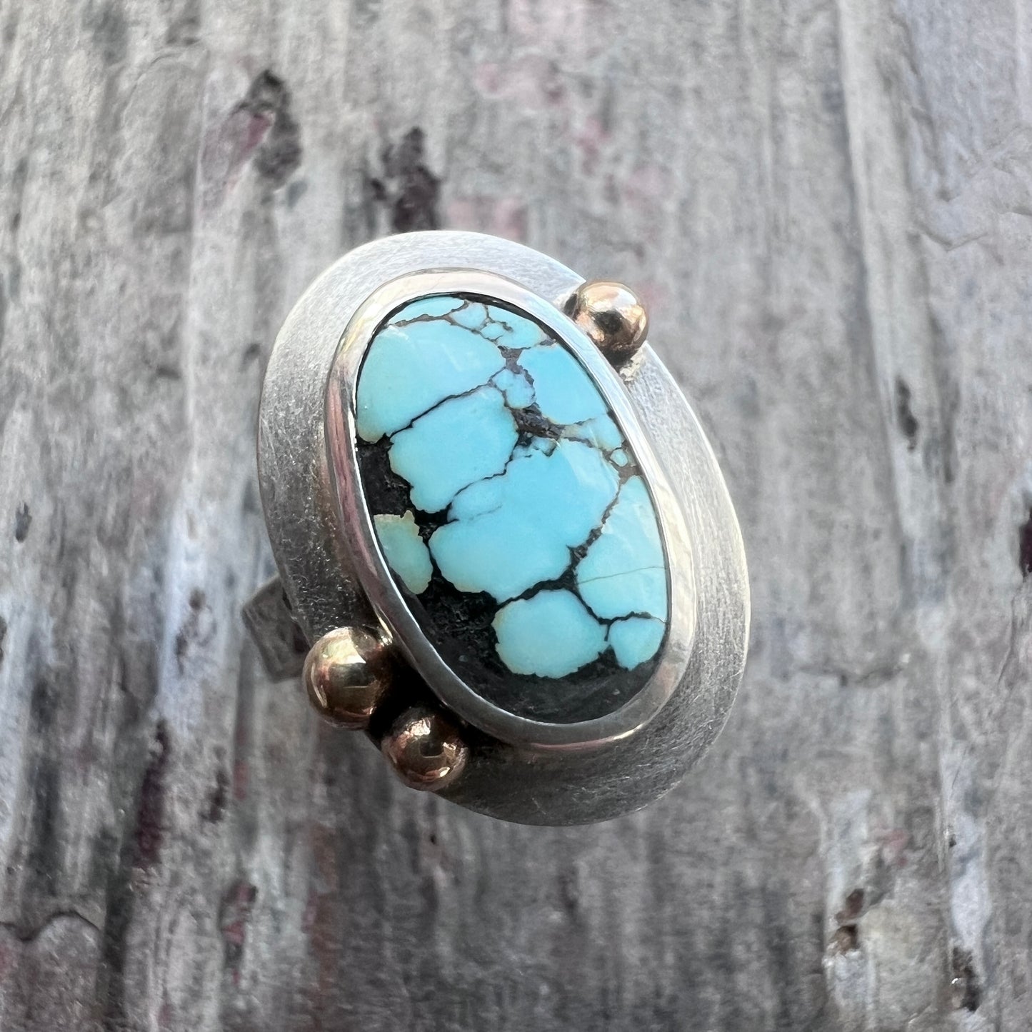 Turquoise Sterling Silver Ring | Genuine Turquoise Natural Stone Ring
