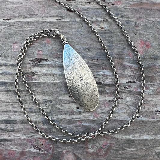 Sterling Silver Teardrop Necklace | Long Teardrop Pendant Necklace