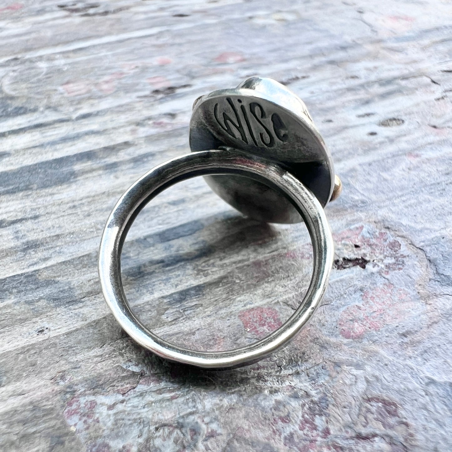 Sterling Silver Baroque Pearl Ring | Genuine Natural Pearl with Golden Brass Accents - Size 7.75