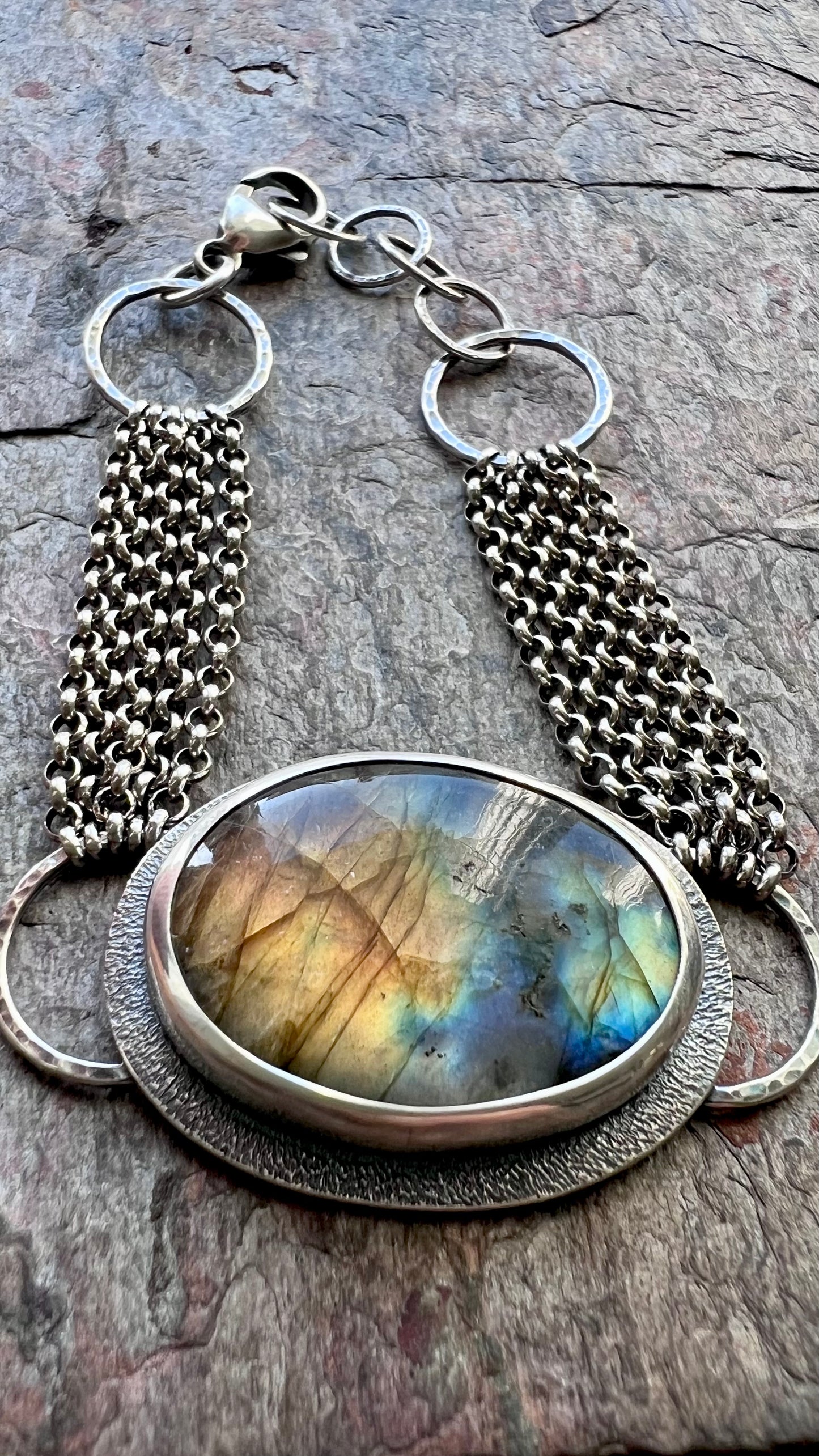 Labradorite Sterling Silver Bracelet - Handmade One-of-a-kind Bracelet