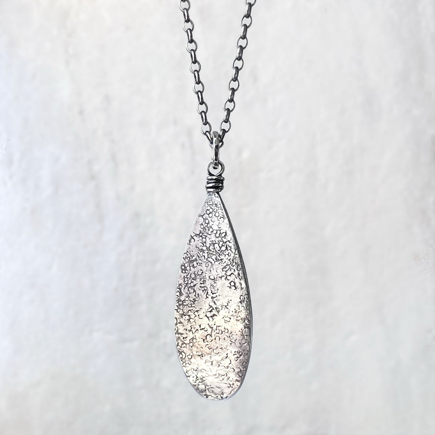 Sterling Silver Teardrop Necklace | Long Teardrop Pendant Necklace