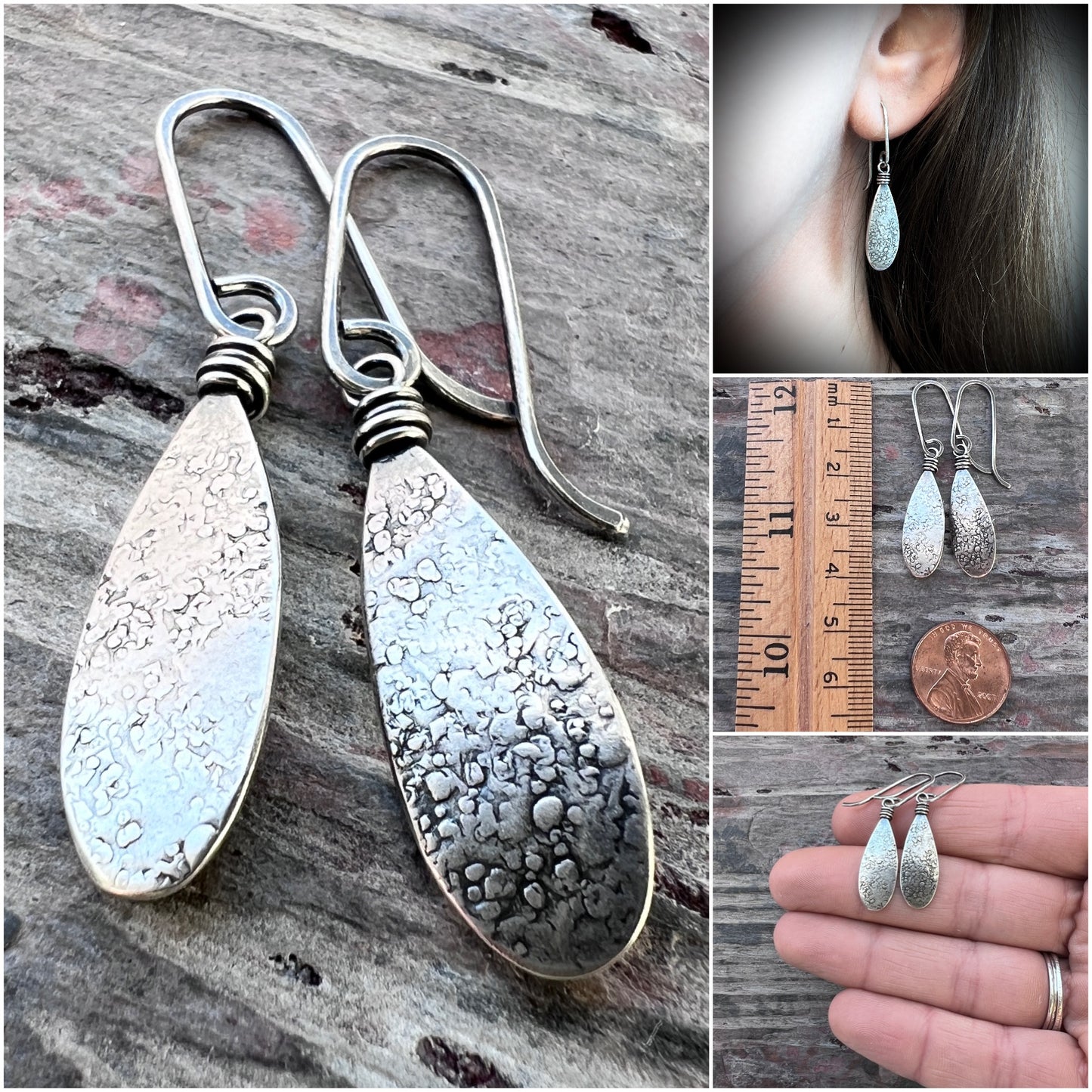 Sterling Silver Teardrop Earrings | Long Teardrop Dangle Earrings